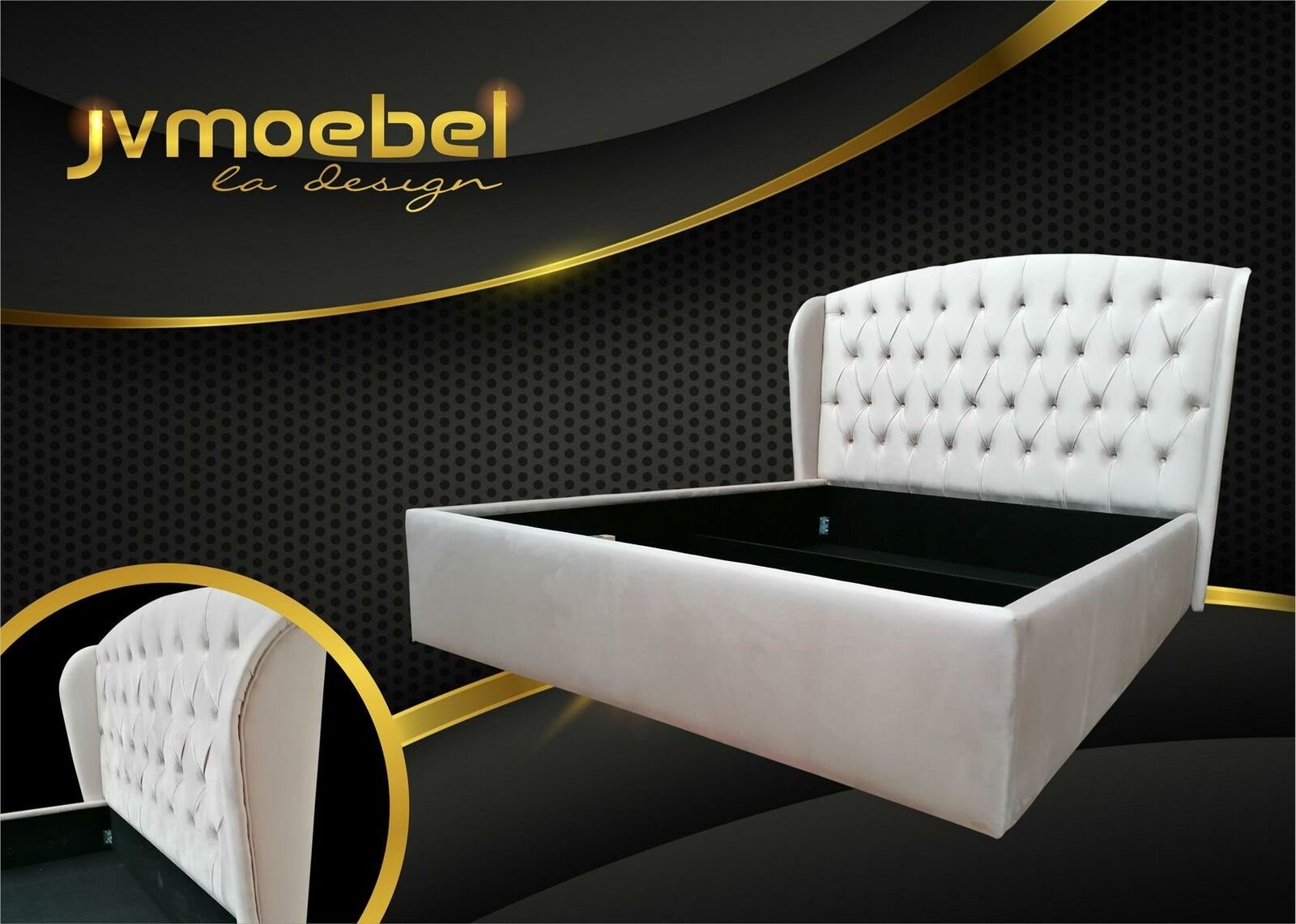 JVmoebel Bett, Design Bett Betten Textil Leder Hotel Luxus Polster Ehe Doppel Neu Weiß | Bettgestelle