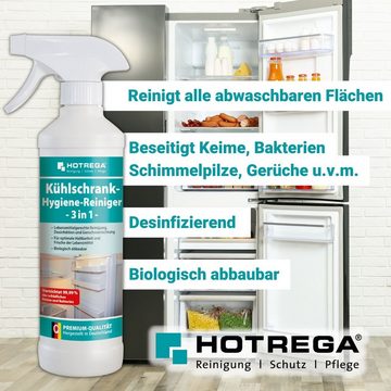 HOTREGA® Kühlschrank Hygiene Reiniger Desinfektion 2x500ml 1x Microfasertuch Küchenreiniger