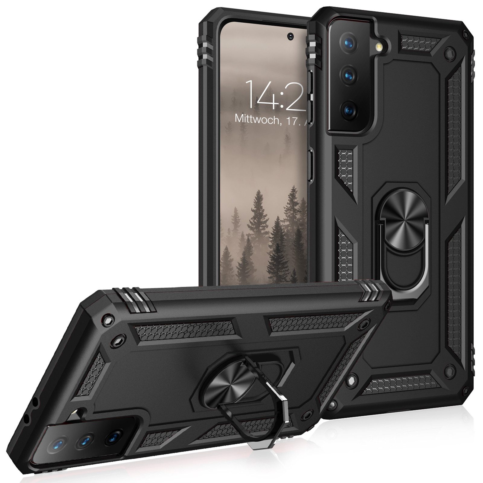 Tec-Expert Handyhülle Outdoor Cover Hülle für Samsung Galaxy S21 6.2 Zoll, 6.2, Premium Hülle aus verstärktem Polycarbonat