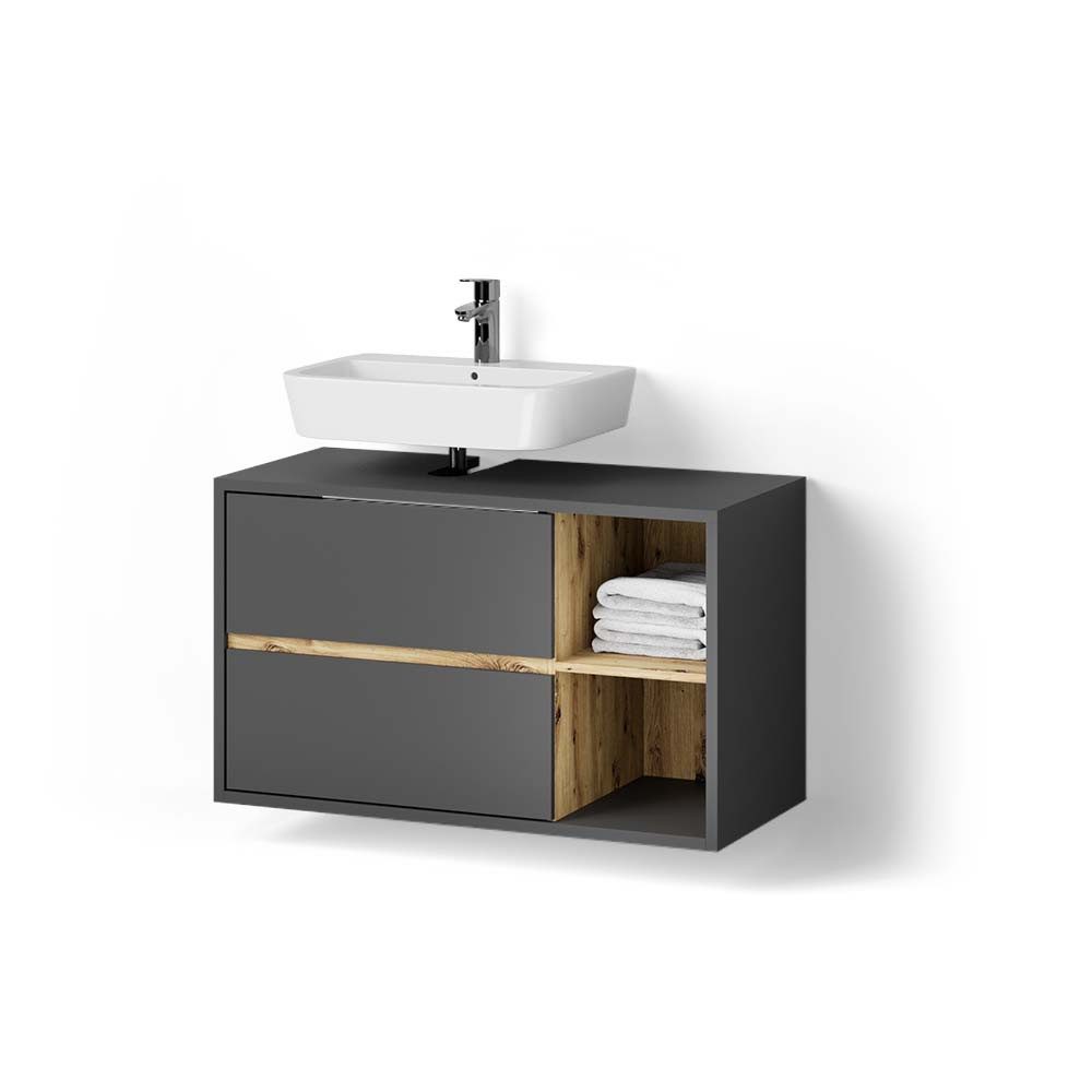 Livinity® Waschbeckenunterschrank Vomano, Anthrazit/Artisan-Eiche, 100 x 60 günstig online kaufen