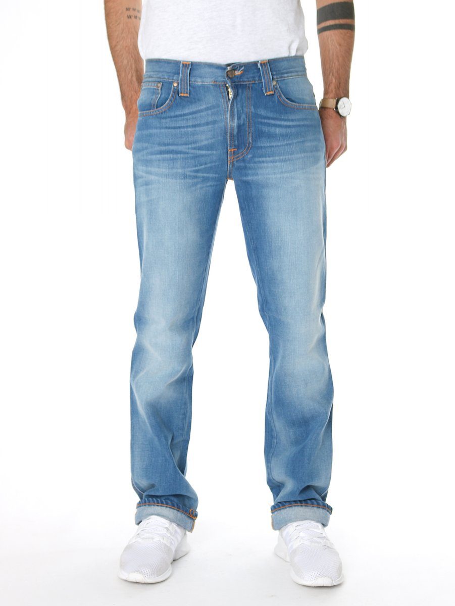 Nudie Jeans RegularfitJeans Herren Bio Baumwolle Hose, Slim Jim Midsummer Blue W27 L32