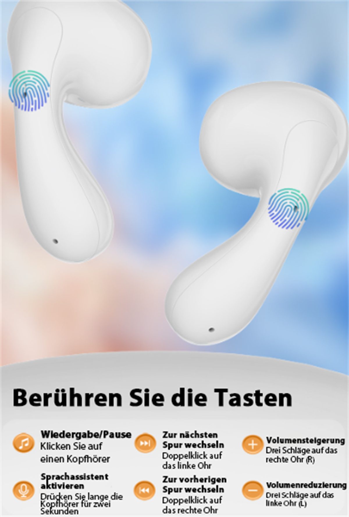 carefully selected Kabelloser In-Ear-Kopfhörer mit lange intelligente LED-Anzeige, Akkulaufzeit) + Digitalanzeige Weiß (Bluetooth super V5.3 In-Ear-Kopfhörer + Geräuschunterdrückung