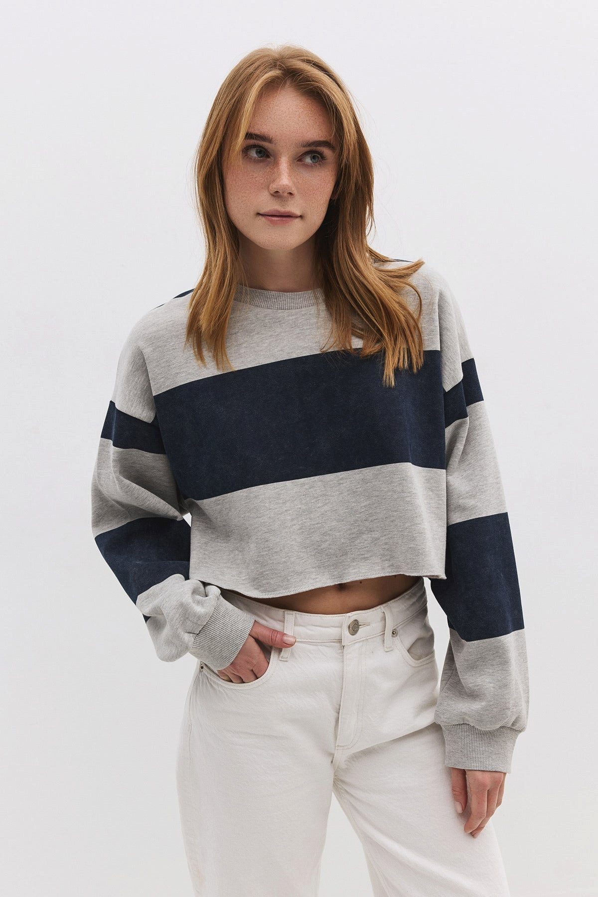 No Matter What Kapuzenpullover Gestreiftes, kurzes Sweatshirt günstig online kaufen