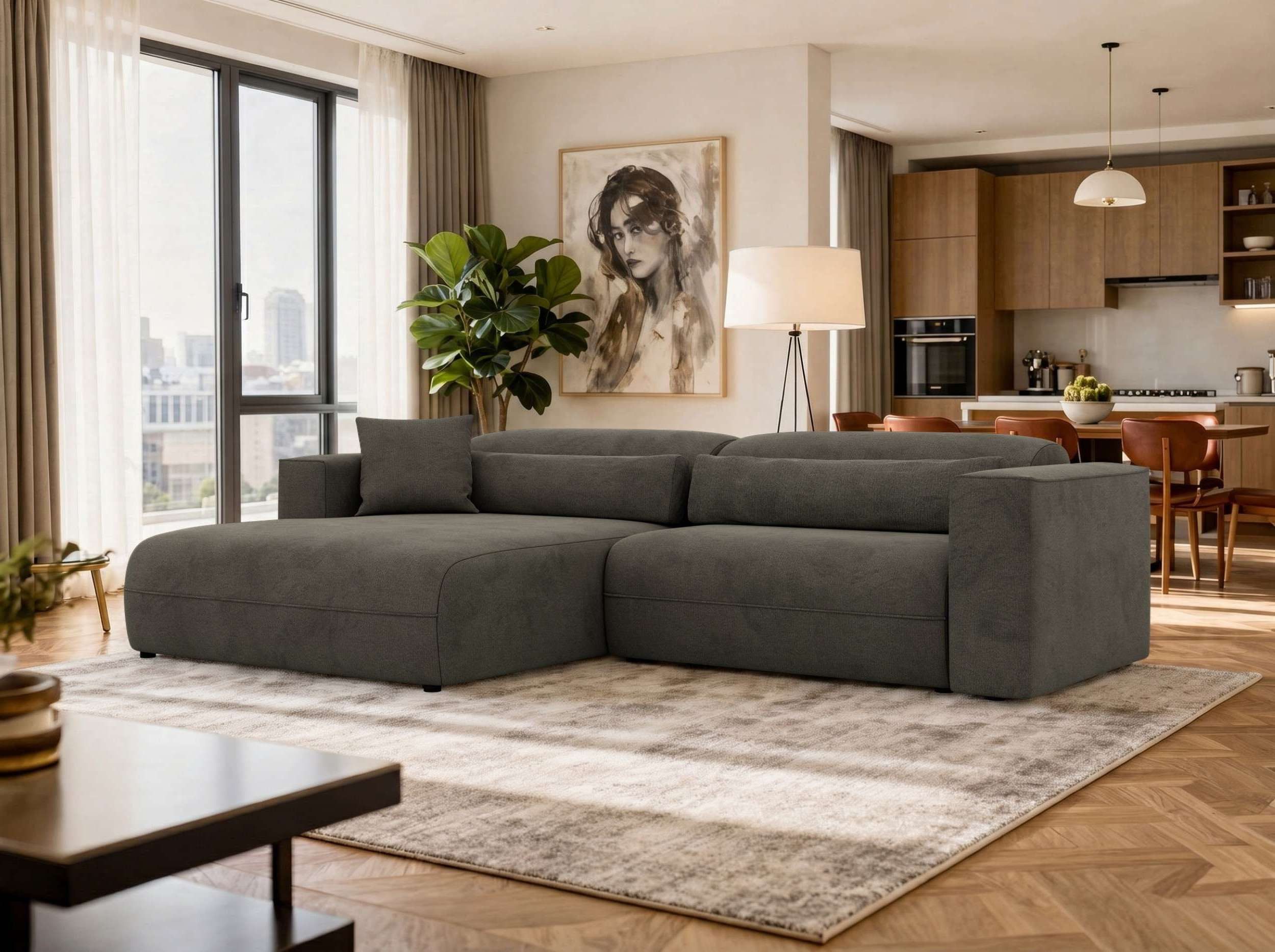 MKS MÖBEL Ecksofa PAZURRO L, Wellenfeder, lose Kissen, L-form Wohnlandschaft, Seitenauswahl, Ecksofa Breite 288 cm