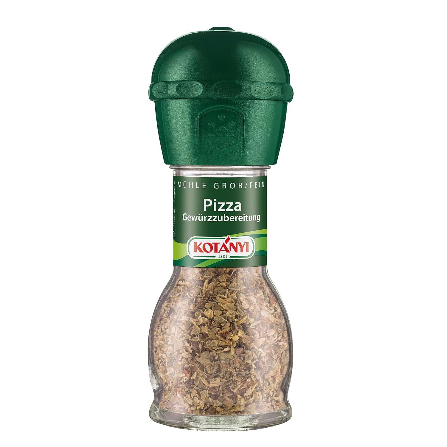 KOTANYI Gewürz, Kotanyi Pizzakräuter Würzmischung grob fein Gewürzmühle 10er Pack 24g