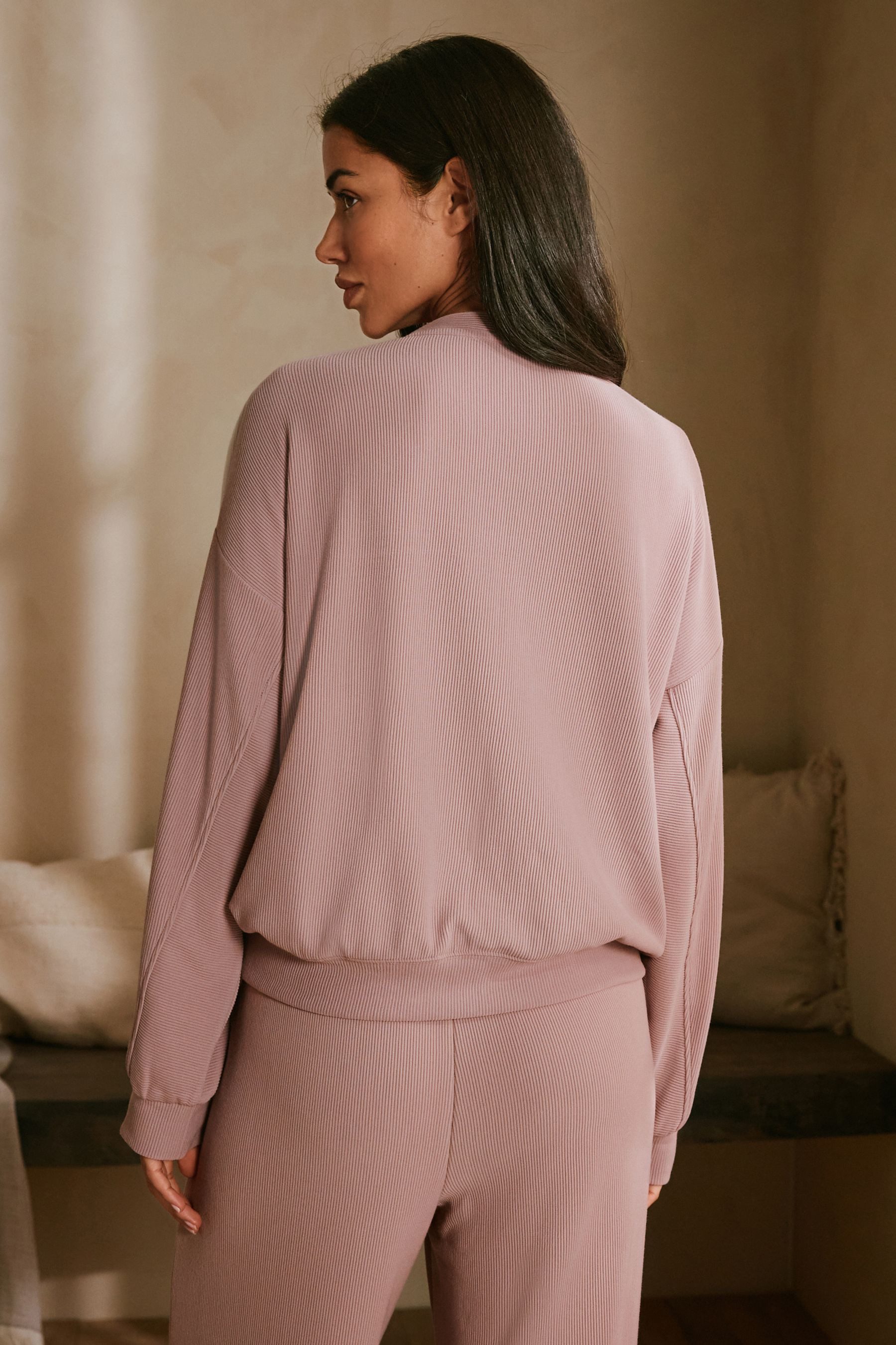 B by Ted Baker Langarmshirt B By Ted Baker geripptes Lounge-Ottoman-Oberteil (1-tlg)