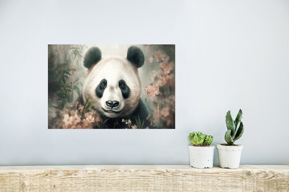 Poster Rahmen (1 - Panda Wohnzimmer, für MuchoWow Wandbild, St), Wandposter Pflanzen, Tiere Ohne - Poster,