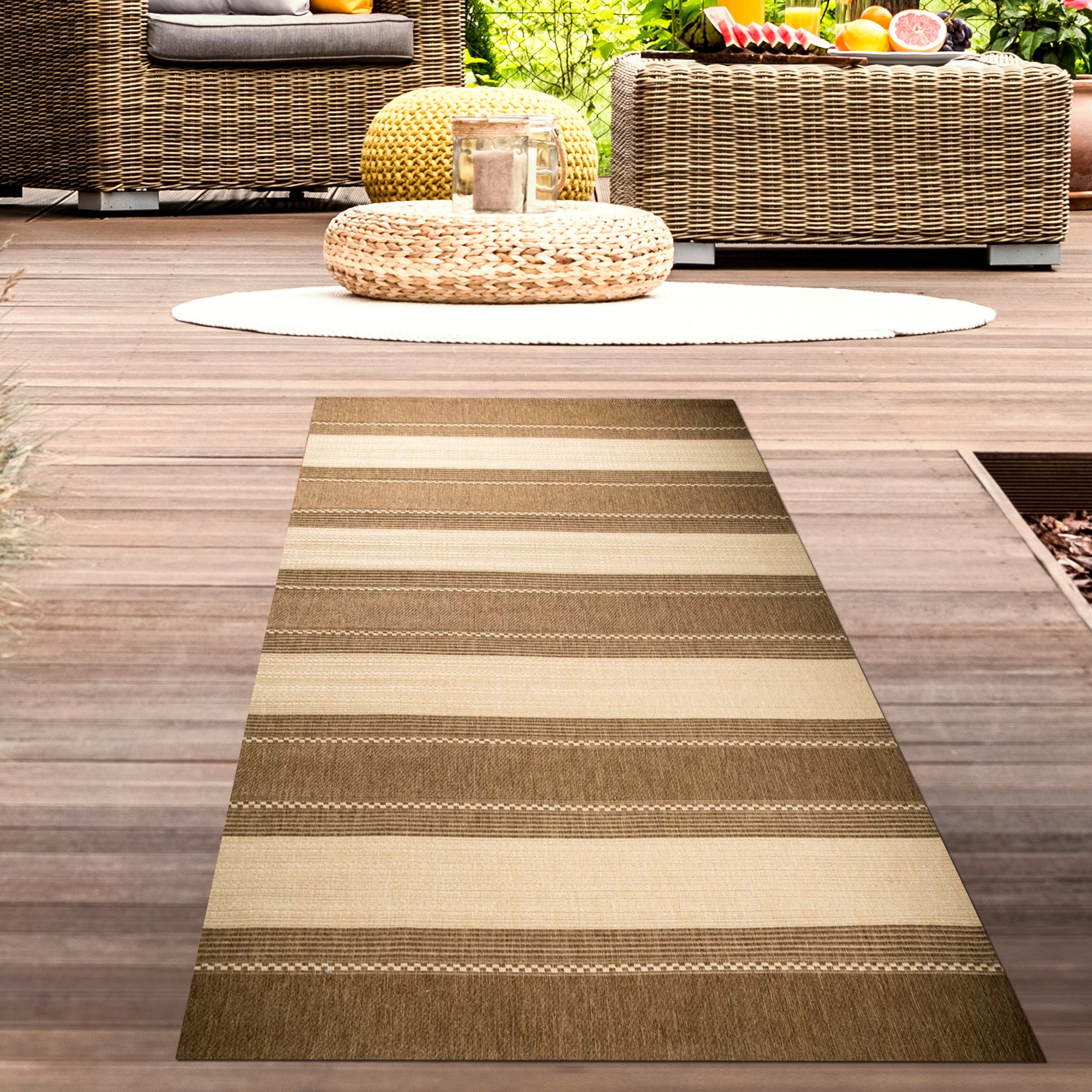 Carpetia Outdoorteppich zeitlos, rechteckig, Höhe: 5 mm, pflegeleicht, wetterbeständig, für Innen- und Außenbereich geeignet