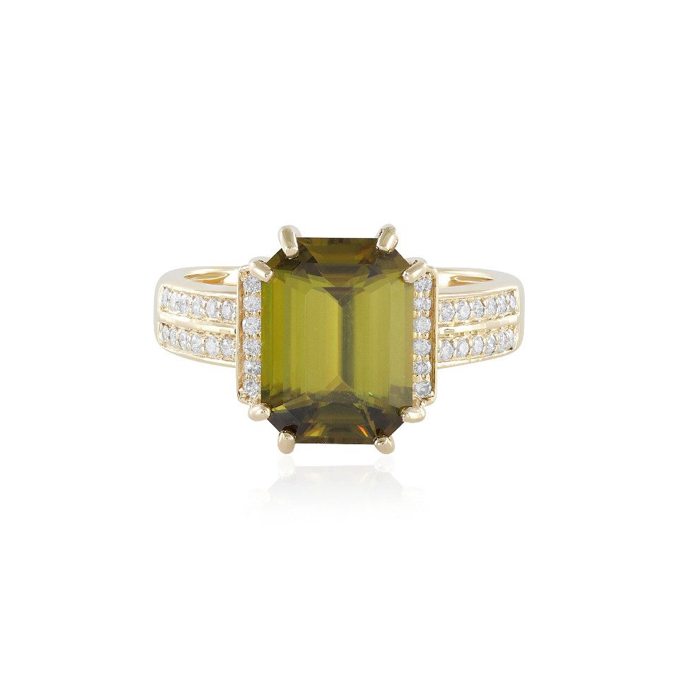 Diamantring Madagaskar Sphene 750 Gold Ring