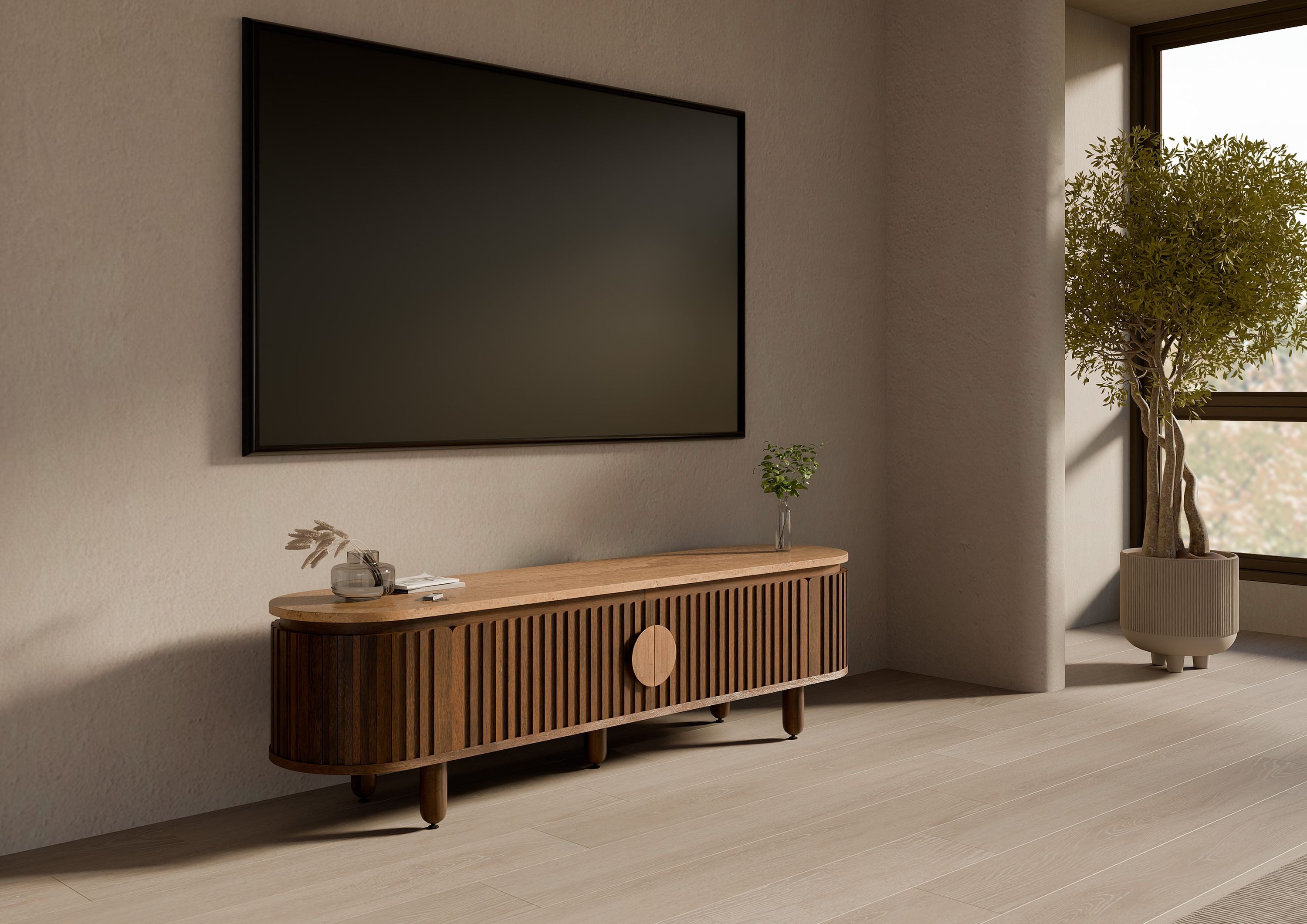 Massivmoebel24 Sideboard (Massivholz), Mango 180x40x50 braun geölt KYOTO #1 günstig online kaufen