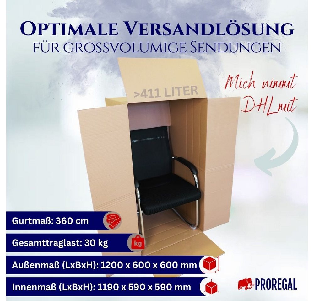 Thumbnail - PROREGAL® Versandkarton 2-wellig mit Höhenriller LxBxH 1200x600x600mm Postversand, DHL Karton 120x60x60cm Kartonage mit ...