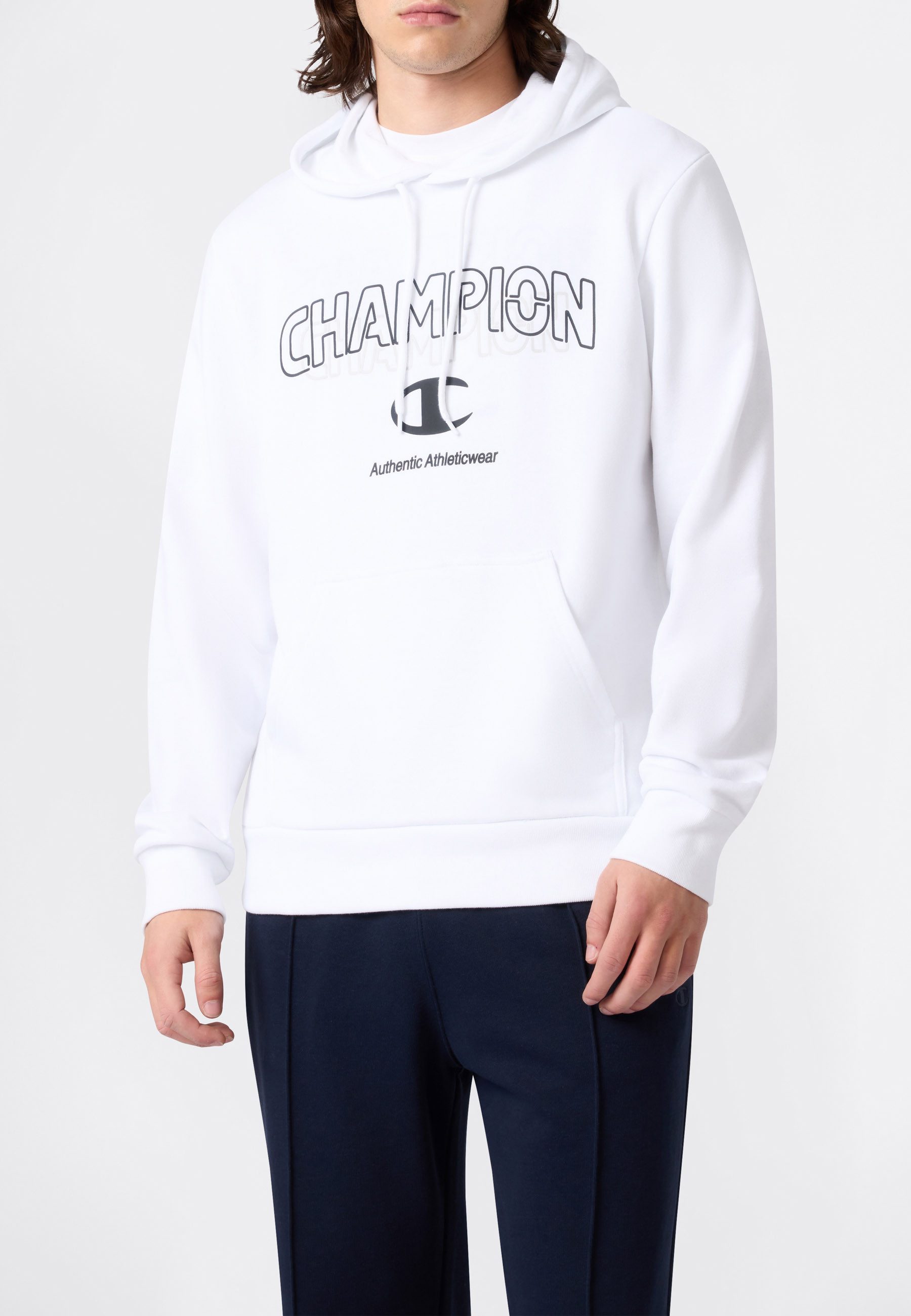 Champion Kapuzensweatshirt Graphic Terry Hoodie mit Rundhalsausschnitt, aus Baumwolle und Polyester