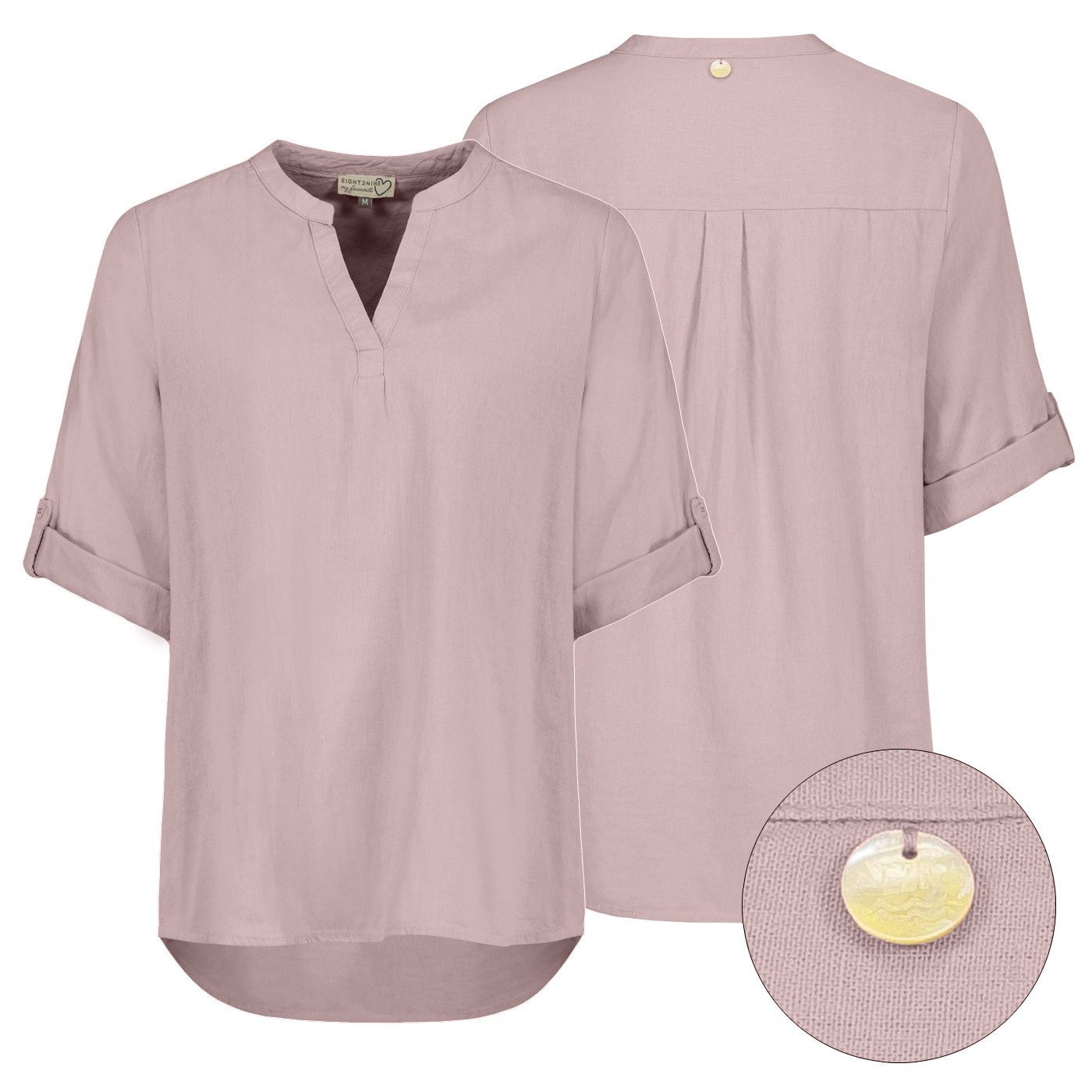Eight2Nine Hemdbluse Eight2nine Damen Leinen Bluse atmungsaktiv Kurzarmblus günstig online kaufen