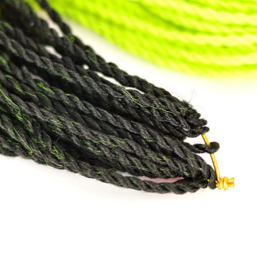 Crochet MyBraids Senegalese Zöpfe Ombre Twist 3er Pack Schwarz-Neongelb BRAIDS! Braids 7-SY Kunsthaar-Extension YOUR