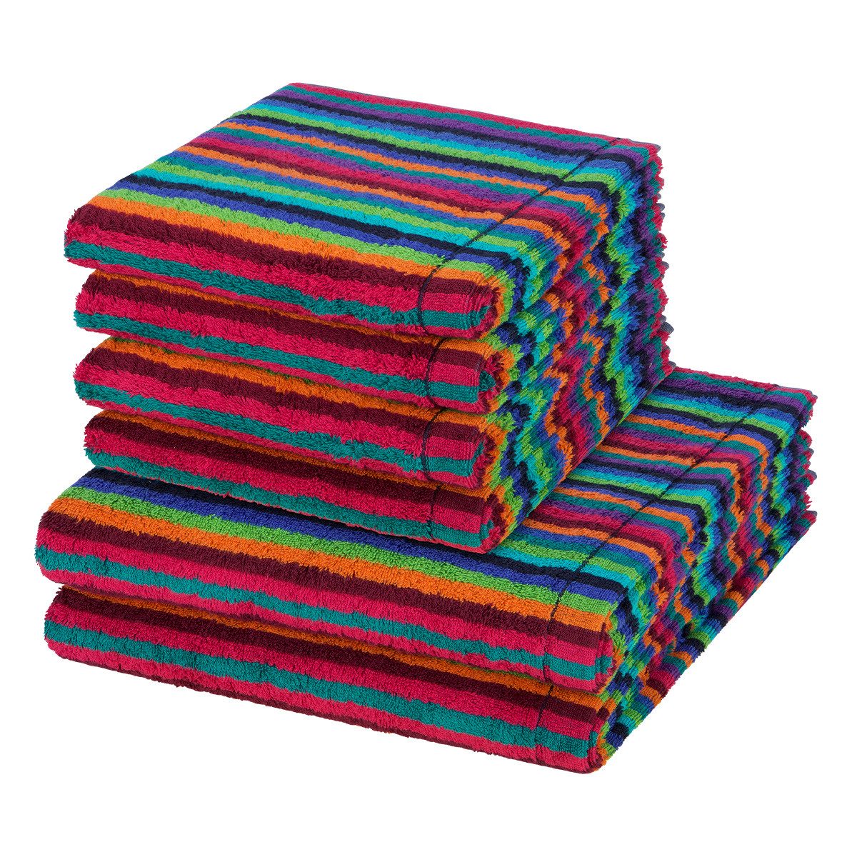 Cawö Handtuch Set Lifestyle, Walkfrottee (Spar-Set, 6-St), 4 X Handtuch 2 X Duschtuch im Set - Baumwolle - Saugstark