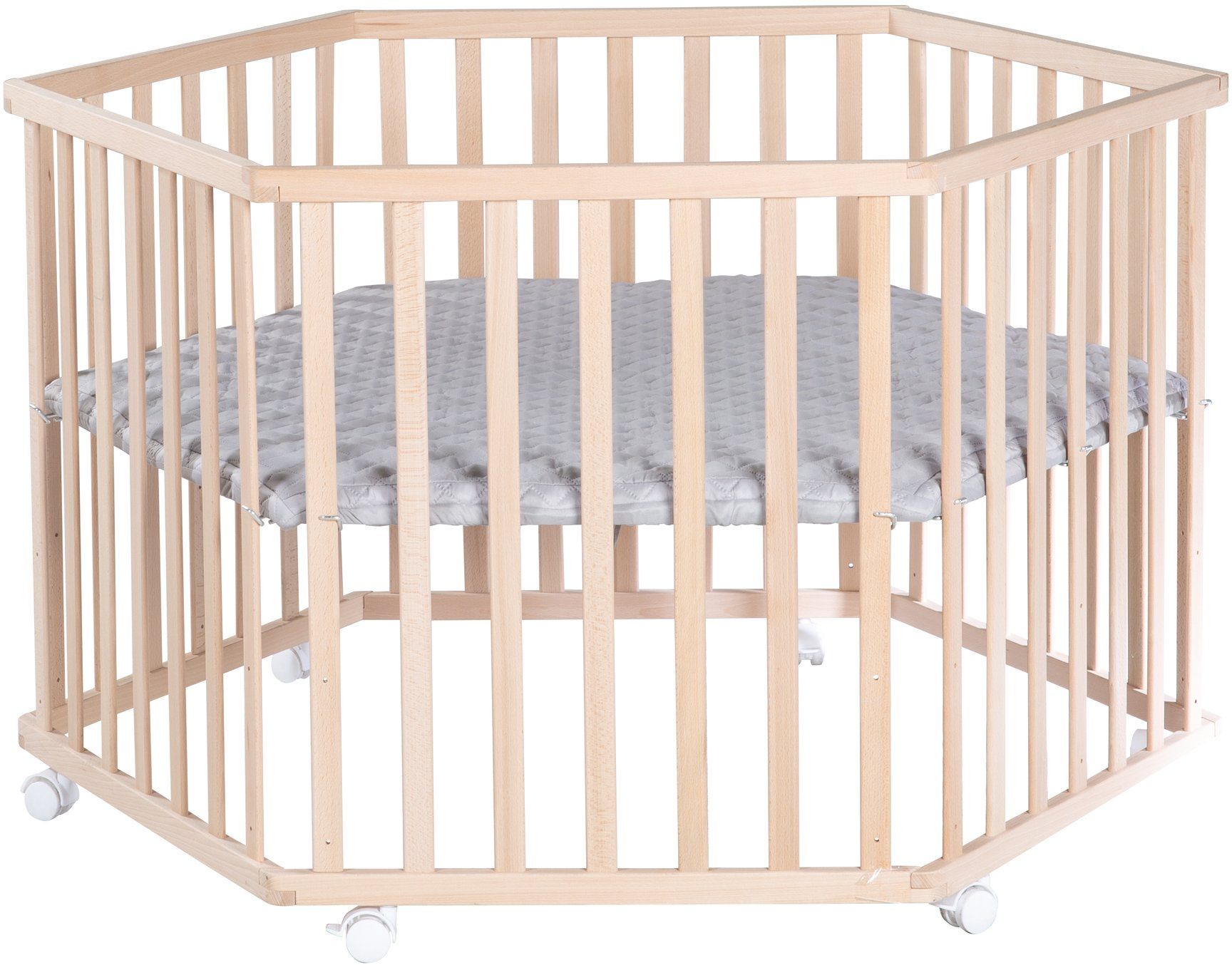roba® Laufgitter Style, buche, 6-eckig, mit Schutzeinlage und Nestchen