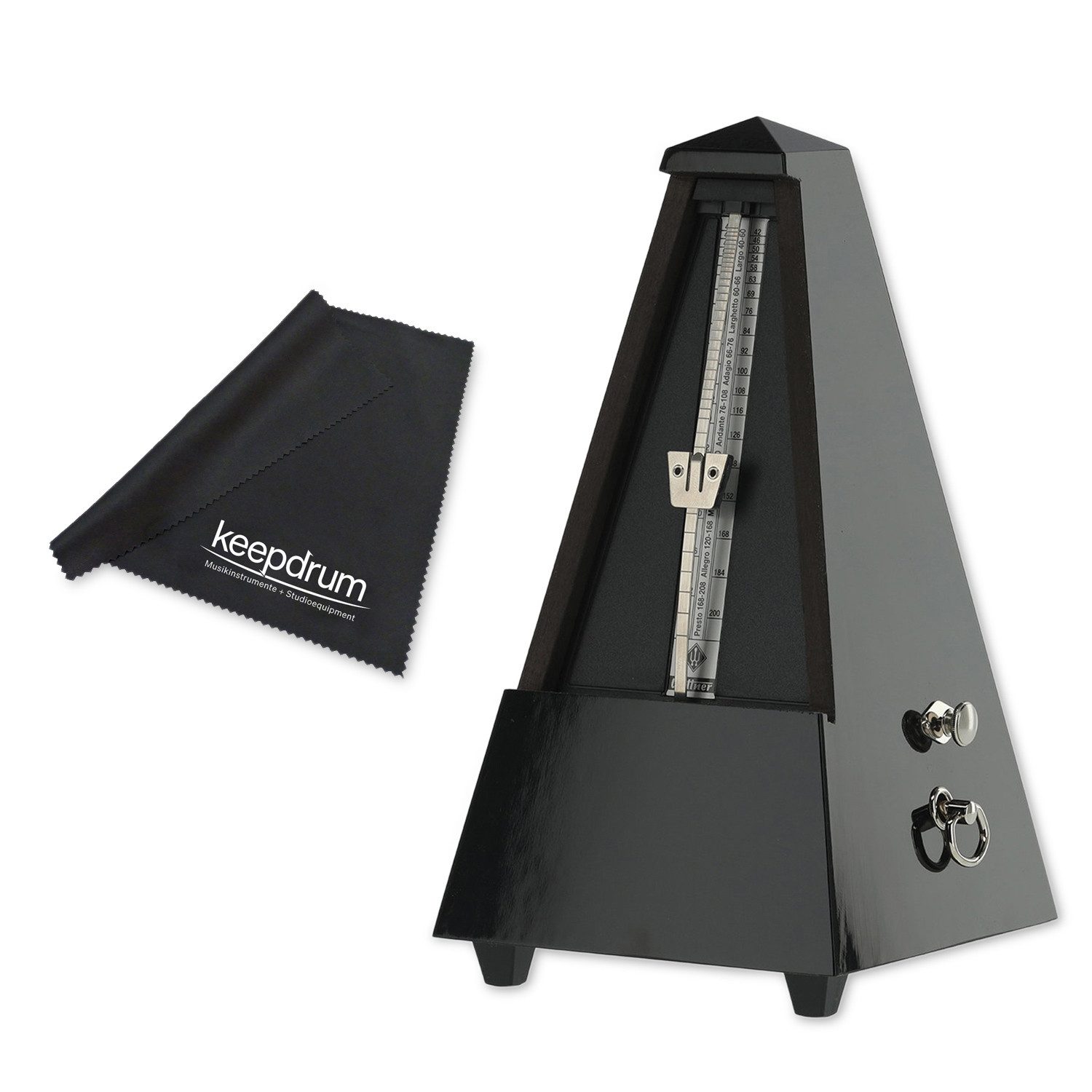 Wittner Metronom Wittner Metronom 816 mechanisch mit Glocke hochglanz-schwarz mit Tuch, Mechanisch