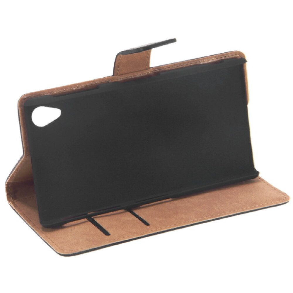 Handytasche Slim Leder Book Case Handyhülle für Sony Xperia Z1 schwarz (Flip Cover)
