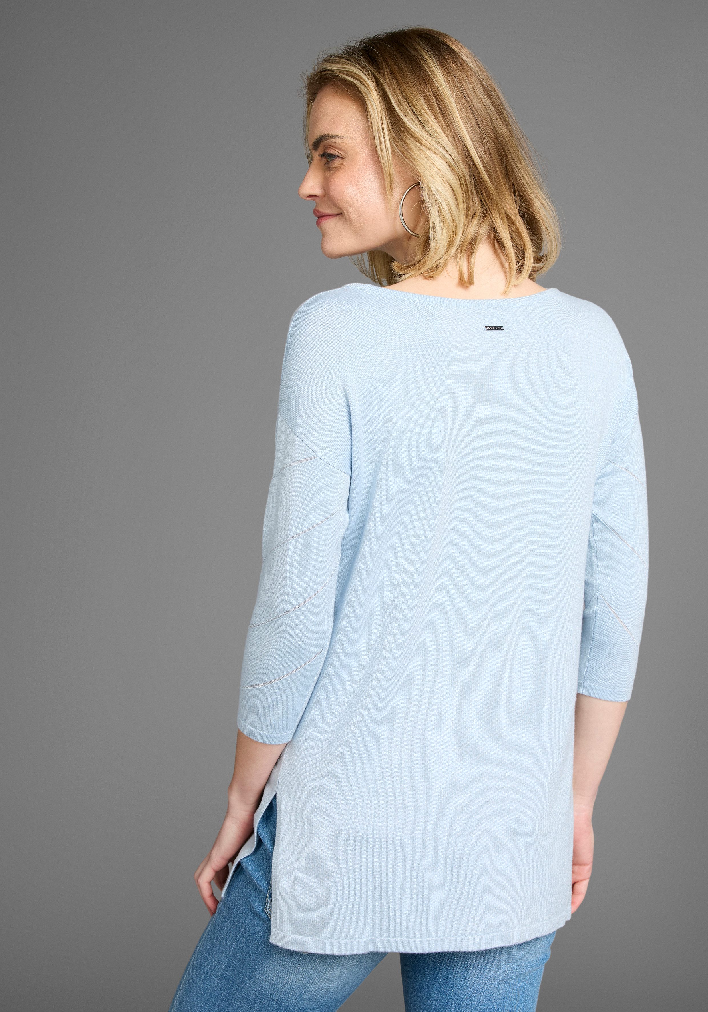 Laura Scott Strickpullover mit Ajourmuster und 3/4 Ärmeln