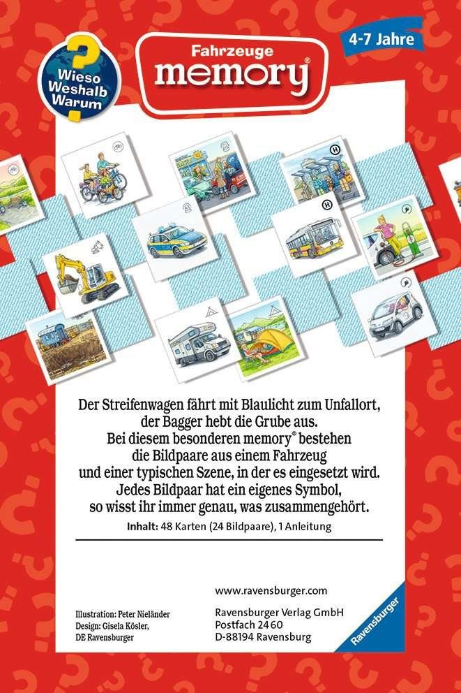 Ravensburger Spiel Mitbringspiel WWW Fahrzeuge Memory 206476