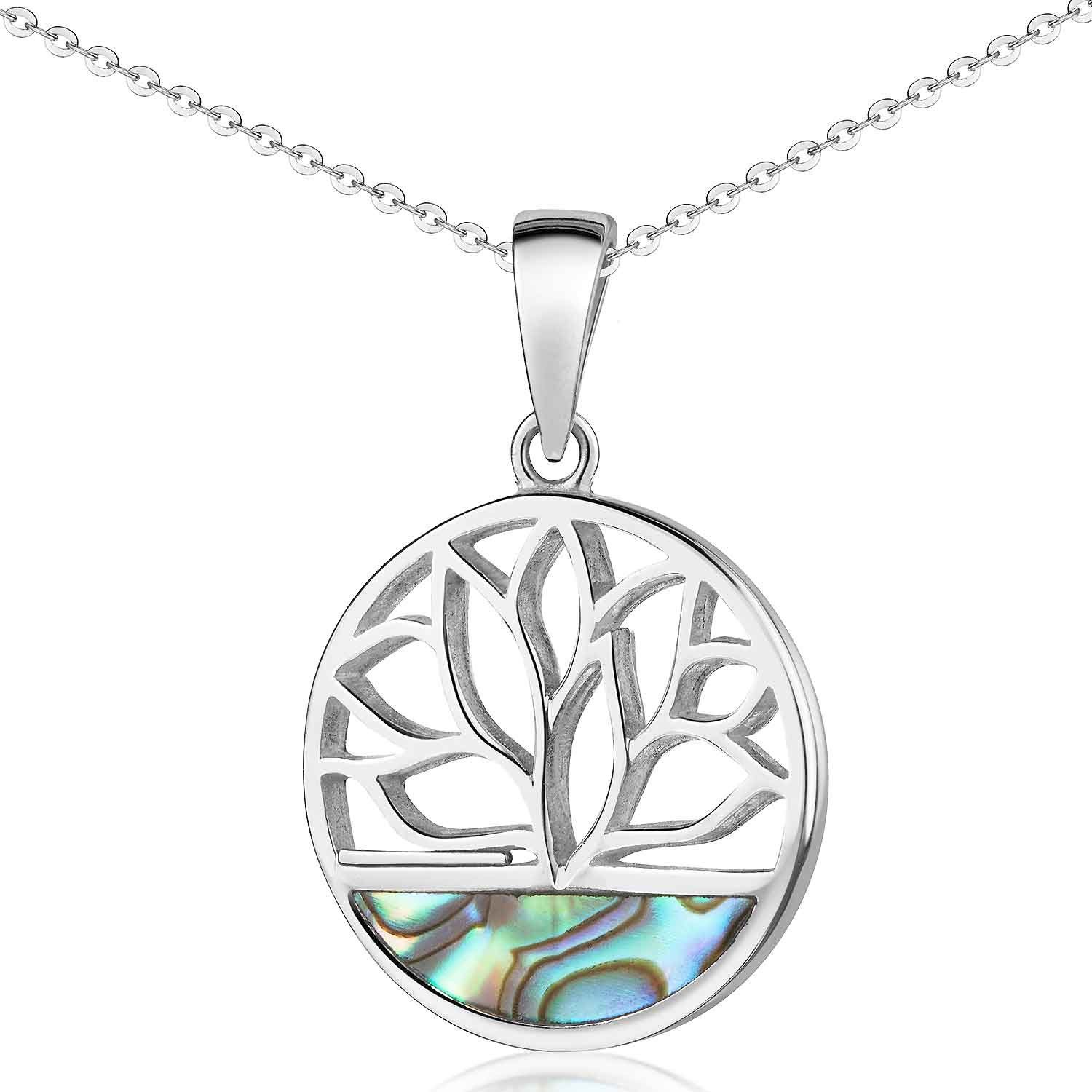 Blumenanhänger Lotus Blüte Blume Cut-Out mit Abalone Perlmutt grün KA-394