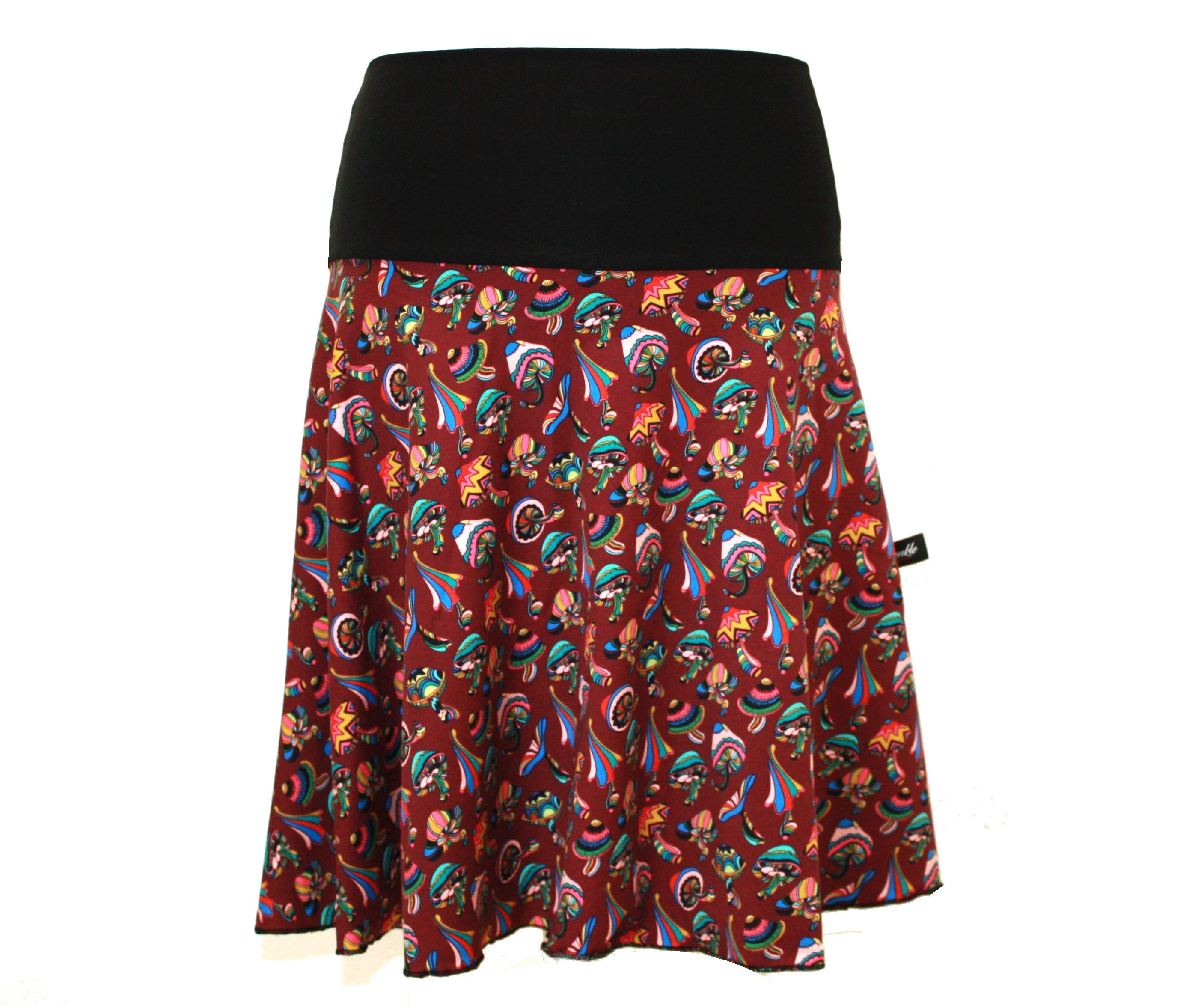dunkle design A-Linien-Rock Sommer Sweat Schwarz Rot Pink Bunt 57cm elastischer Bund