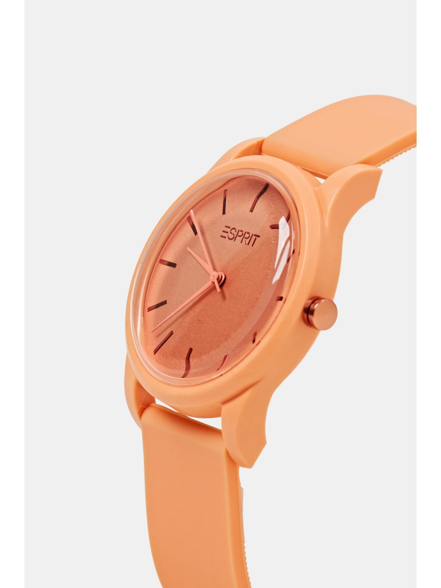 Esprit Quarzuhr Farbige Uhr mit orange Gummiarmband