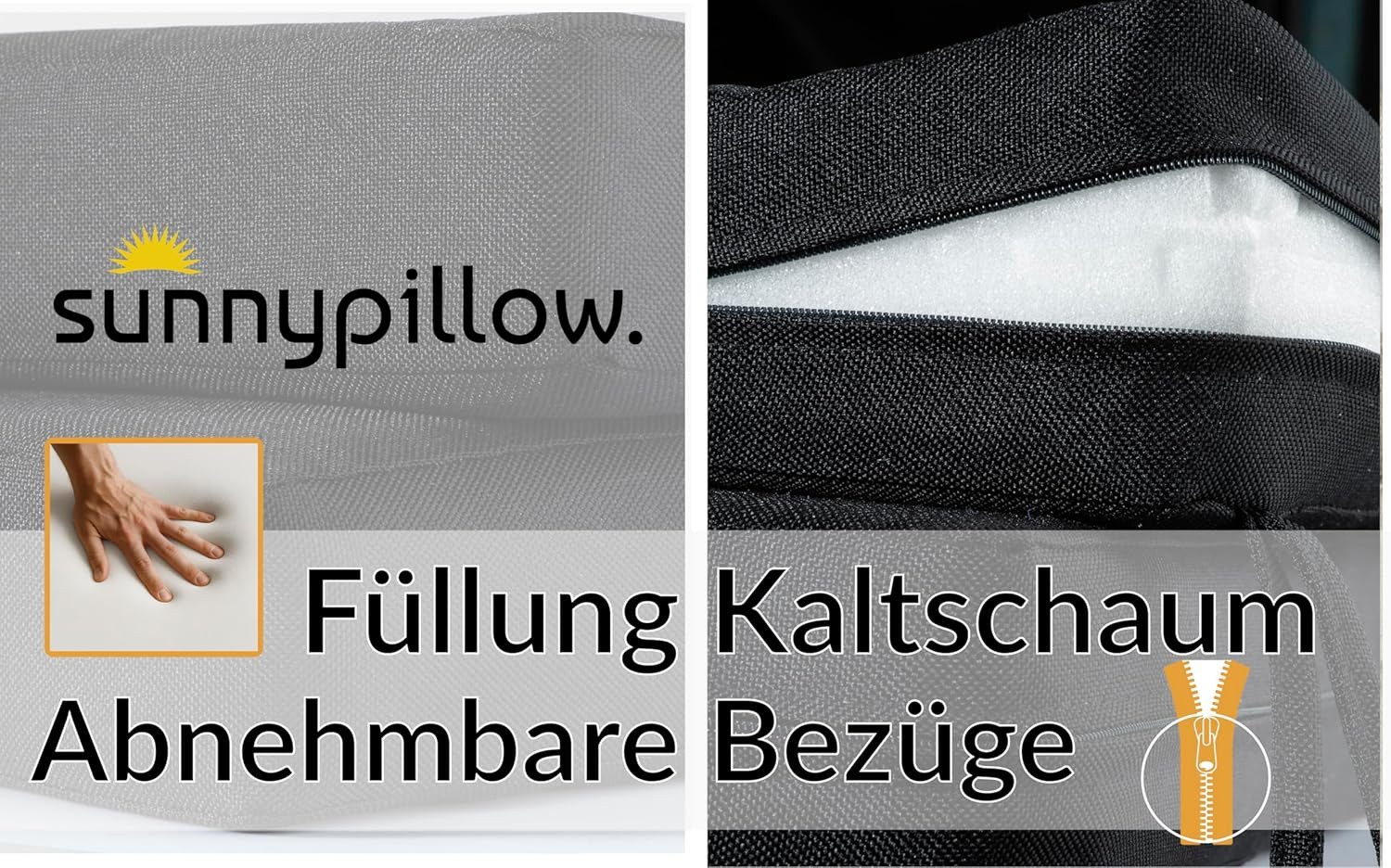 sunnypillow Stuhlkissen 2er Set Stuhlkissen mit Bändern "HAVANA" viele Farben zur Auswahl, Schwarz – Bild 5 von 5