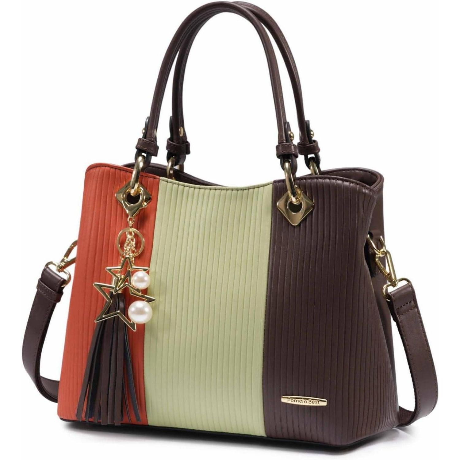 LuxusKollektion Handtasche Damen Handtasche mehrfarbig gestreift Umhängetasche mit Innentaschen