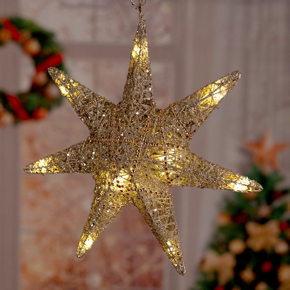 Harms Import LED Dekolicht, LED-Leuchtmittel fest verbaut, LED Advents Weihnachts Stern Hänge Lampe X-MAS Beleuchtung Deko Lampe