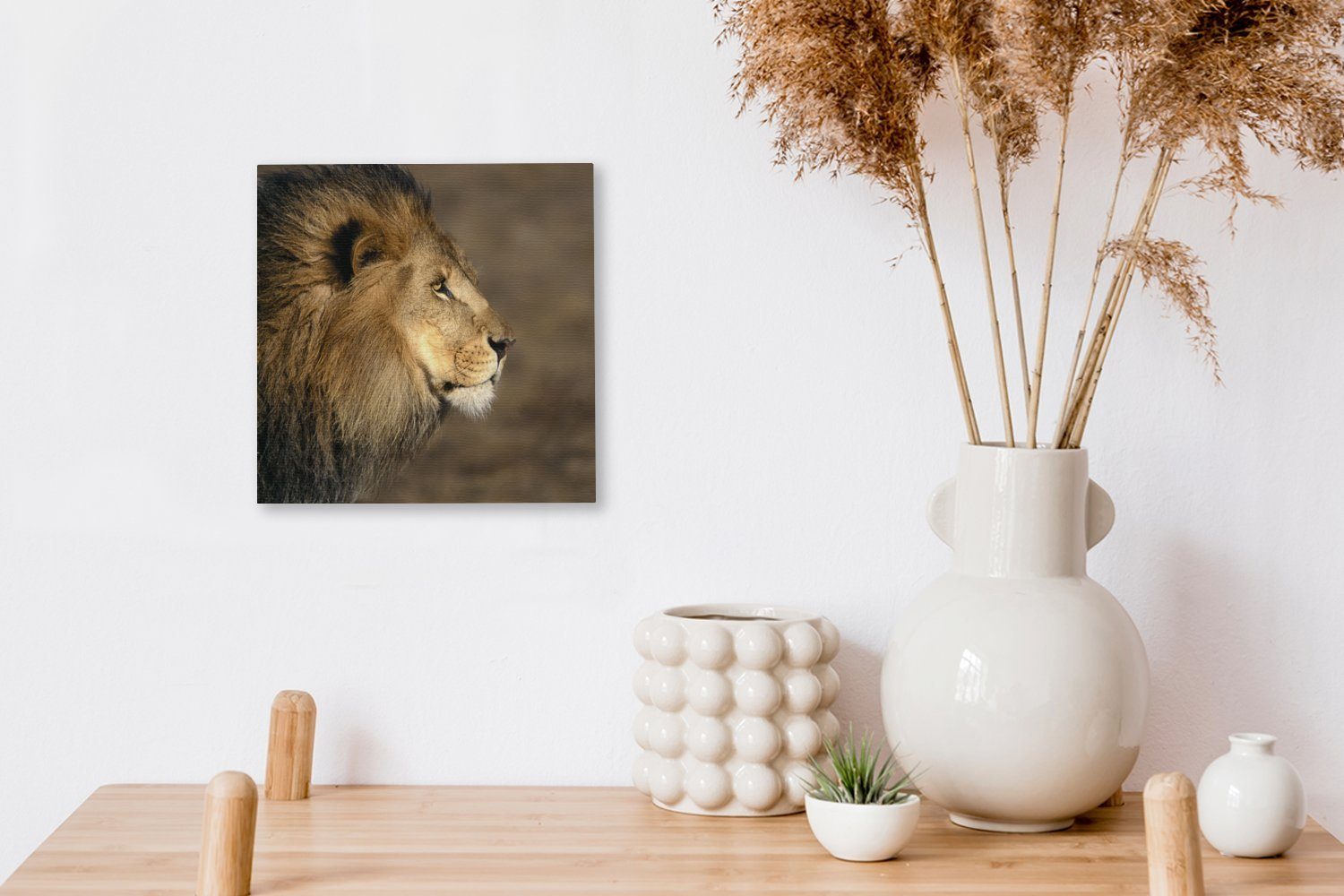 Leinwandbild Bilder Löwe Wohnzimmer Leinwand Profil für (1 OneMillionCanvasses® Schlafzimmer Afrika, St), - -