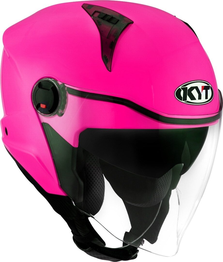 KYT Motorradhelm D-City Plain Jethelm, integriertes Sonnenvisier