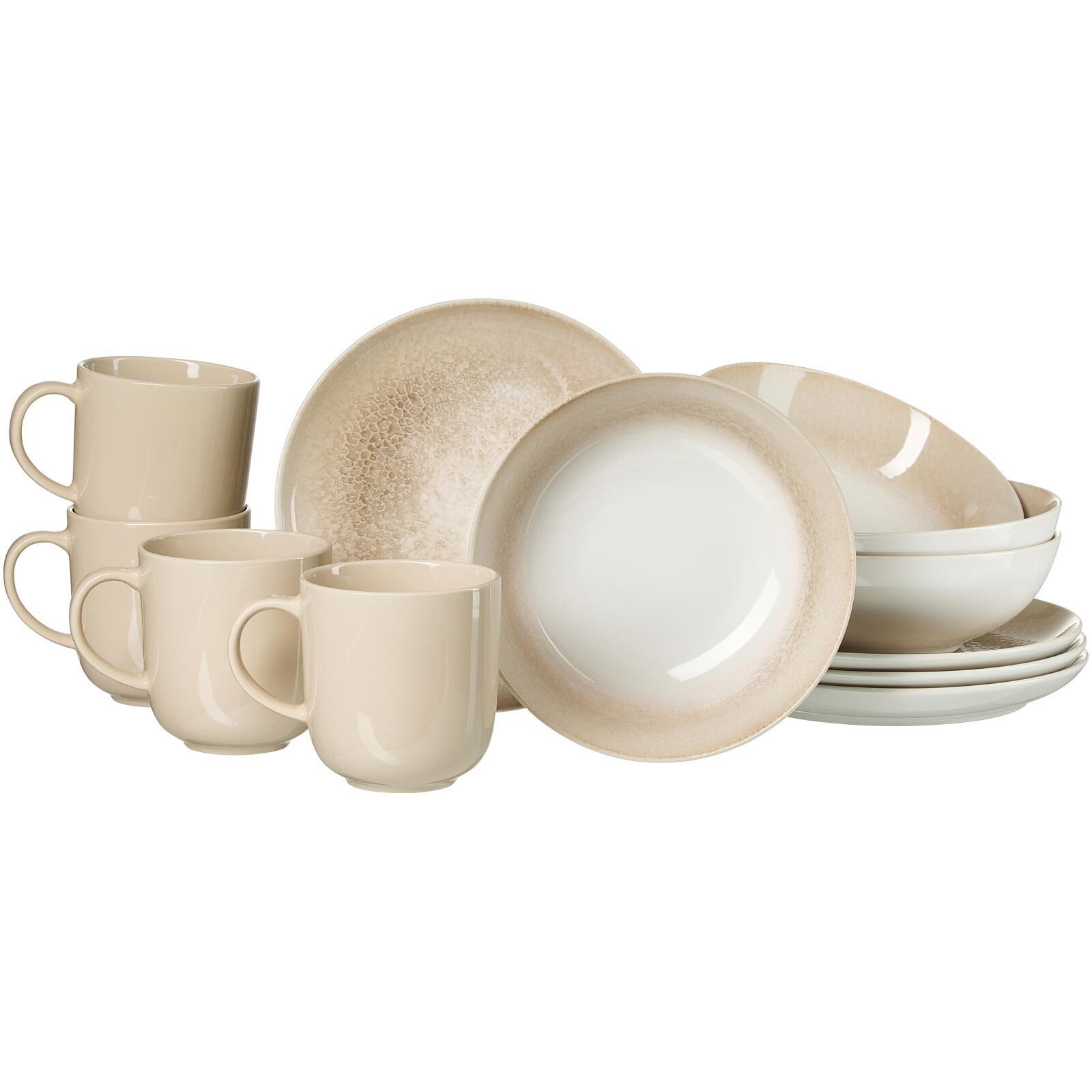 Ritzenhoff & Breker Frühstücks-Geschirrset Savora Frühstücks-Set 12er Set (12-tlg), 4 Personen, Steinzeug