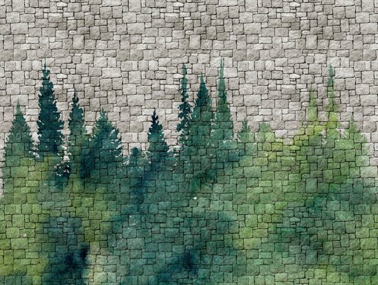 living walls Fototapete »The Wall«, glatt, Steinoptik, Wald, Motiv, Wald, modern, grün
