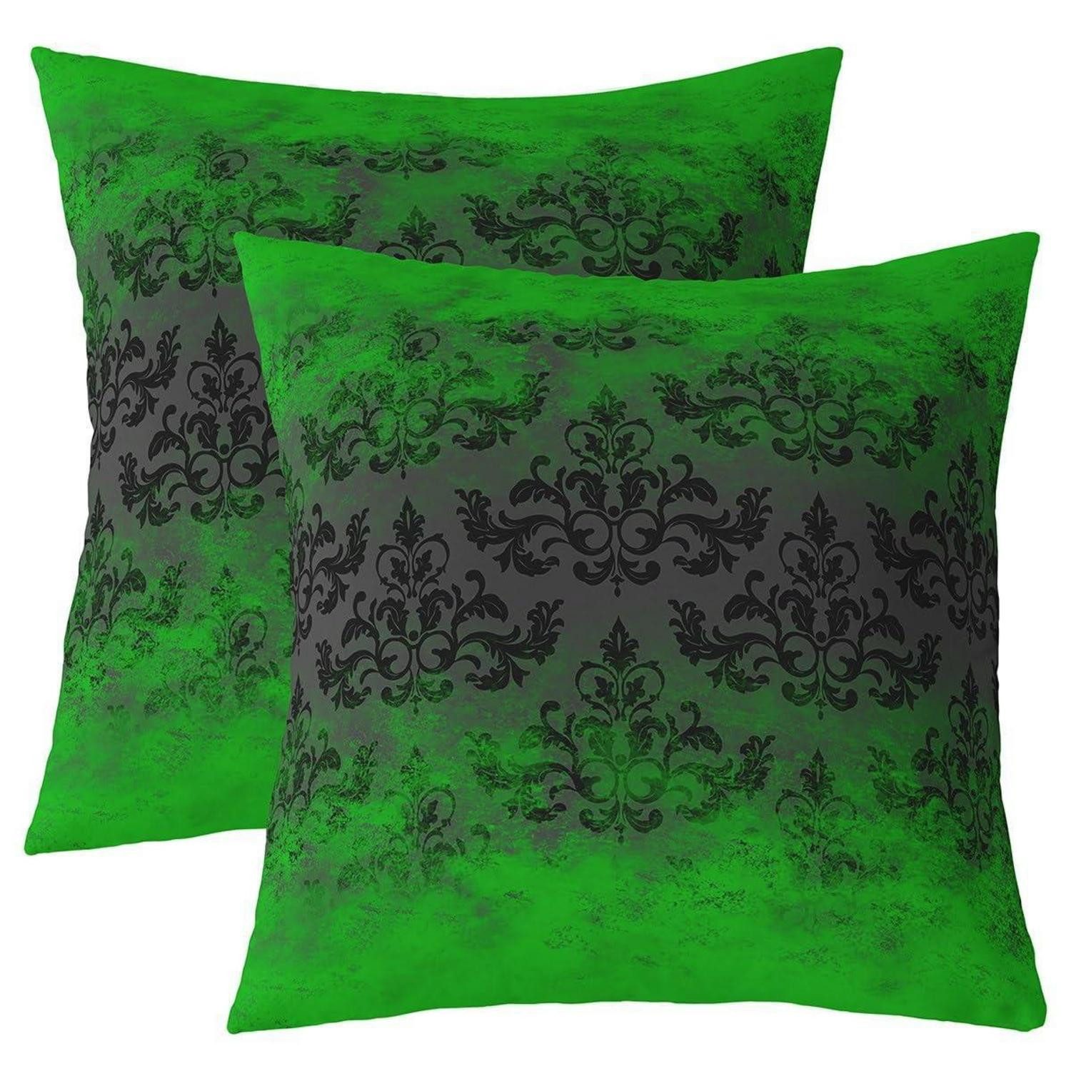 LuxusKollektion Kissenbezug Kissenbezug Jacquard Damask 40x40cm 2er Set Schwarz Grün, (2 Stück)