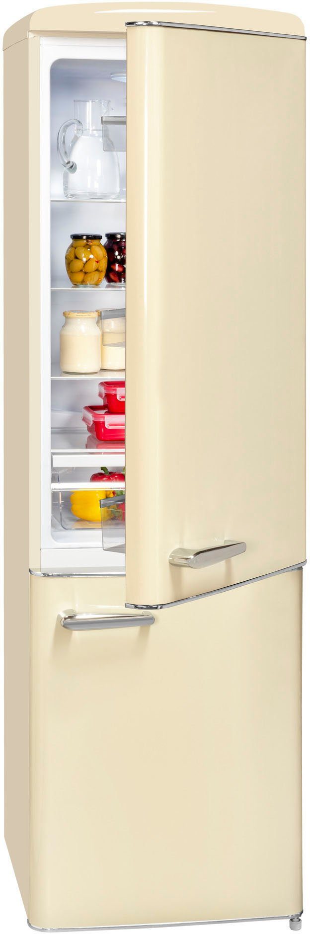 exquisit Kühl-/Gefrierkombination RKGC250-70-H-160E magnolienweiss, 181 cm hoch, 55 cm breit, 244 L Volumen, 4 Sterne Gefrieren