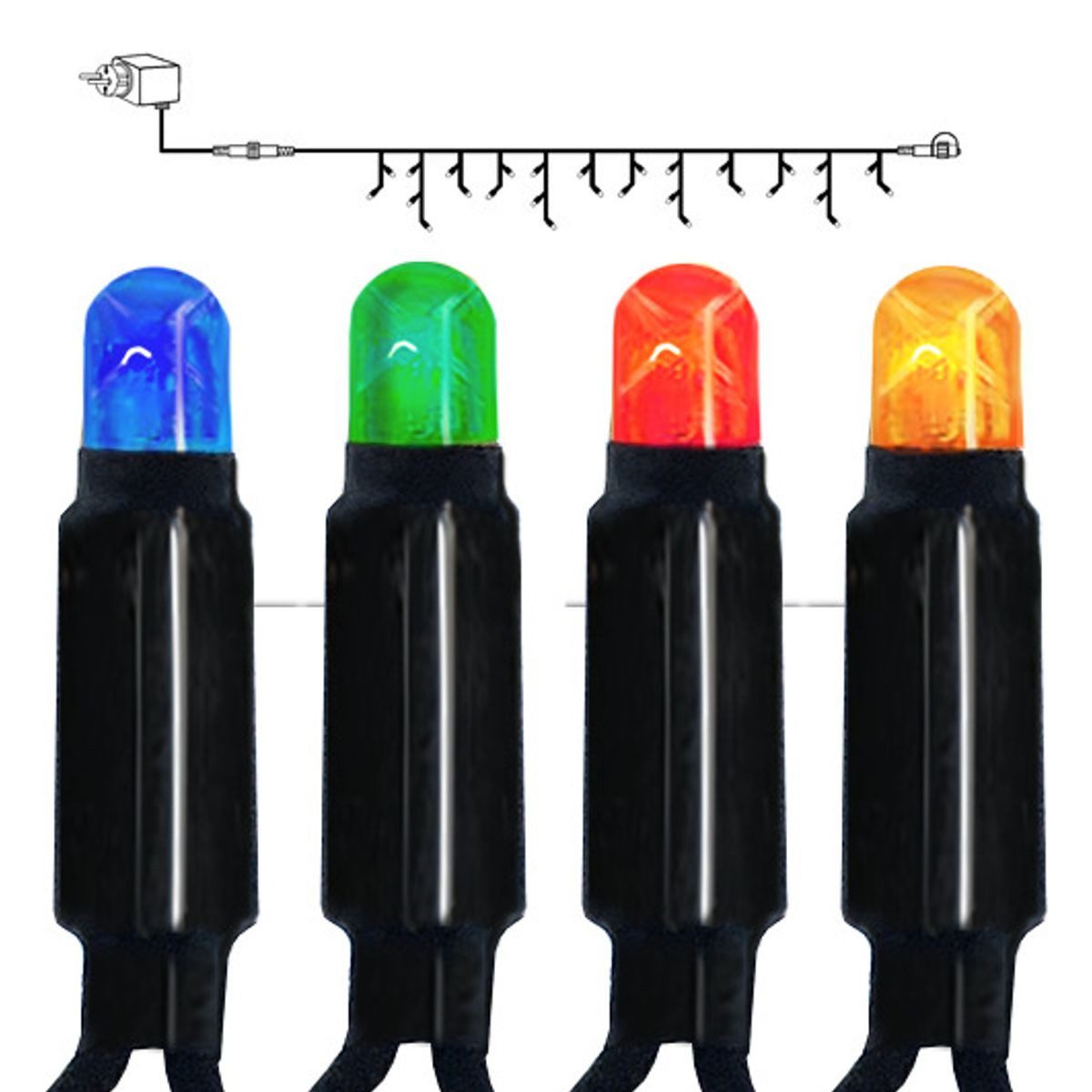 STAR TRADING LED-Lichterkette System 24, Schmaler Lichtervorhang,START', System 24, mit Trafo, 49 LEDs, bunt