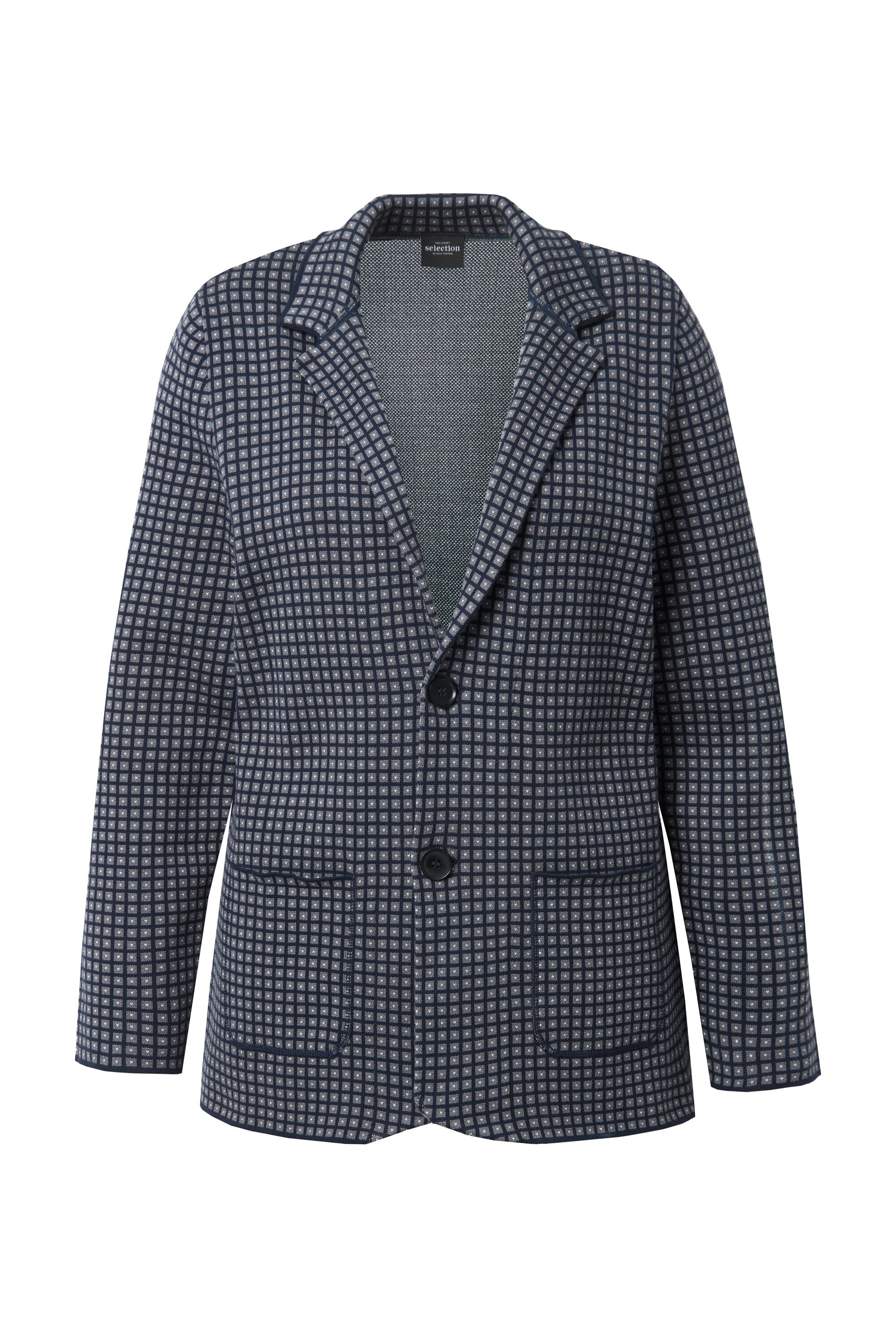 Ulla Popken Blusenblazer Strick-Blazer Reverskragen Langarm günstig online kaufen