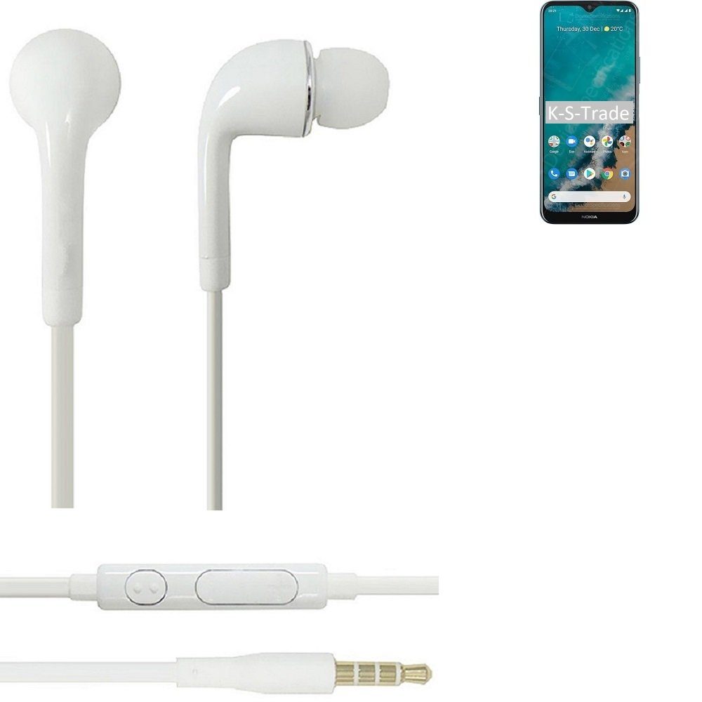 K-S-Trade für Nokia G50 In-Ear-Kopfhörer (Kopfhörer Headset mit Mikrofon u Lautstärkeregler weiß 3,5mm)