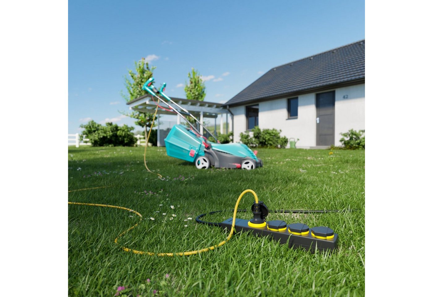 Thumbnail - deleyCON deleyCON 4 Fach Outdoor Steckdosenleiste mit 1,4m Kabel IP44 Garten Steckdosenleiste