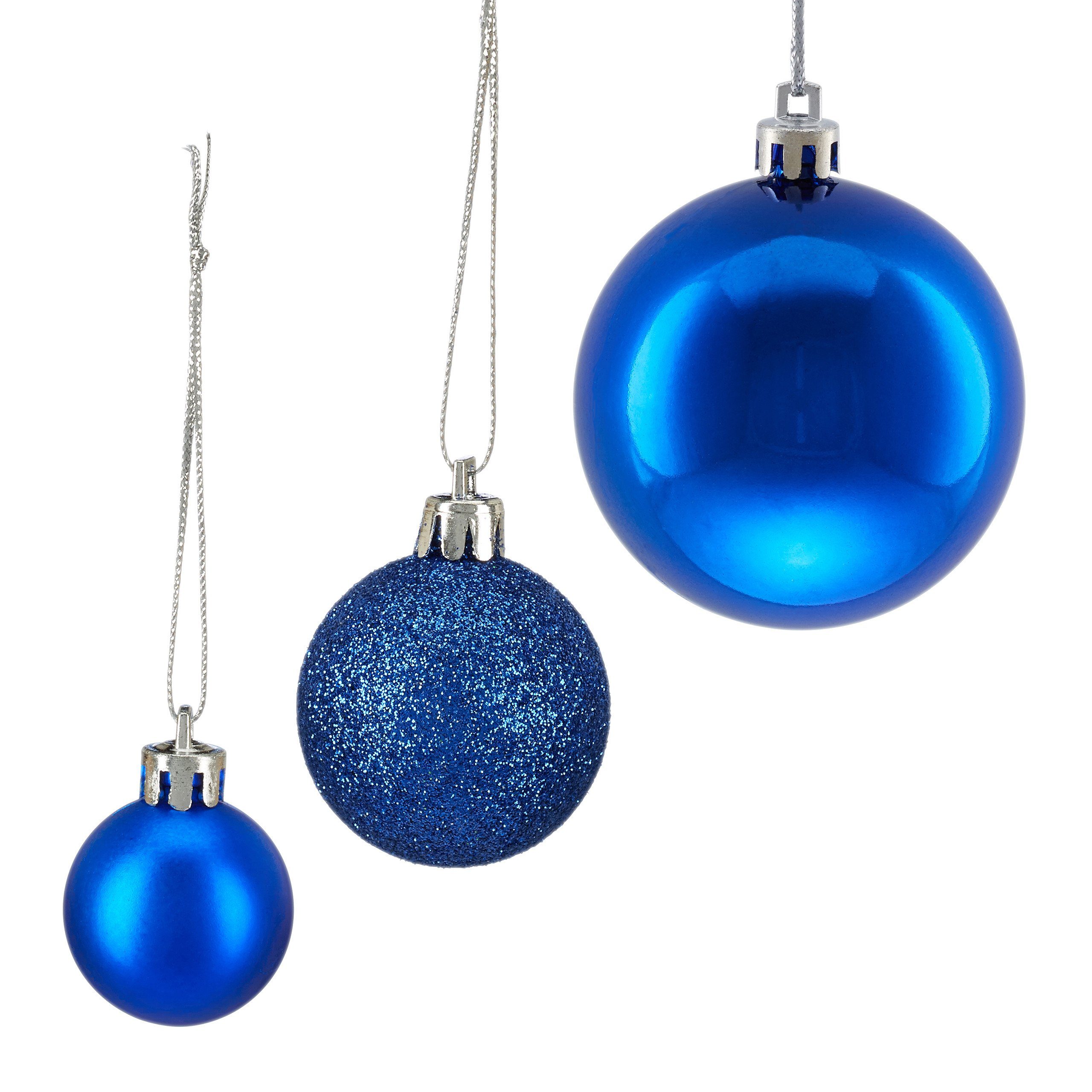Silber Blau relaxdays Weihnachtskugeln Blau Set, Weihnachtsbaumkugel 100er