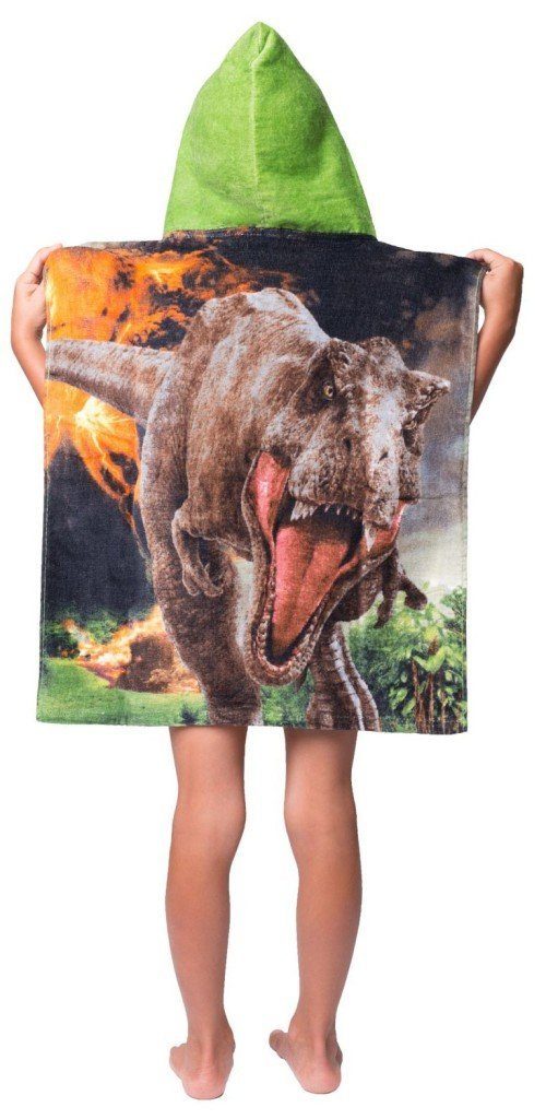 Jurassic World Badeponcho Kapuzen Poncho Kinder Badetuch T-Rex Dino Bademantel Strandtuch, Kapuze