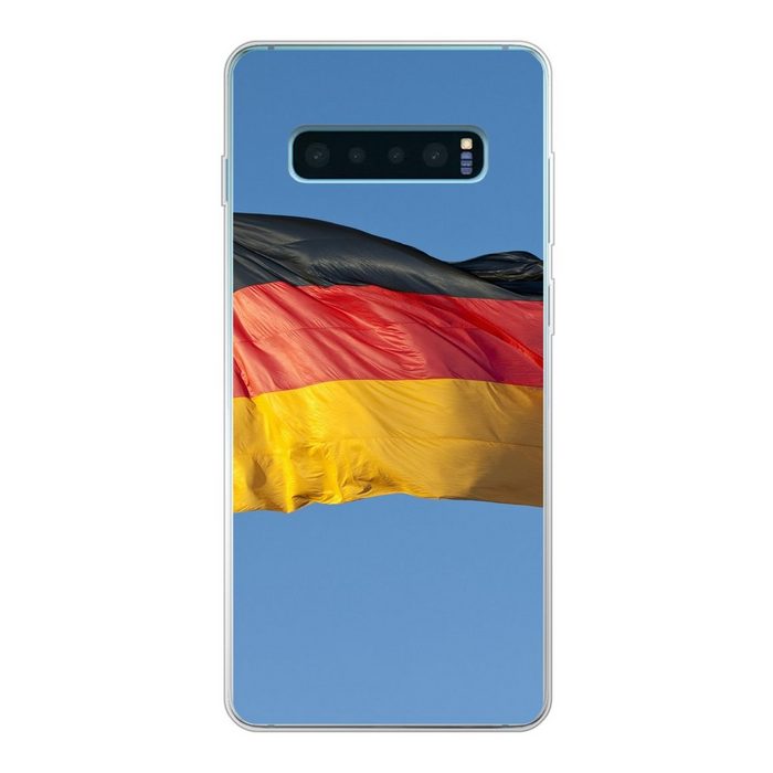 MuchoWow Handyhülle Foto der deutschen Flagge Phone Case Handyhülle Samsung Galaxy S10+ Silikon Schutzhülle