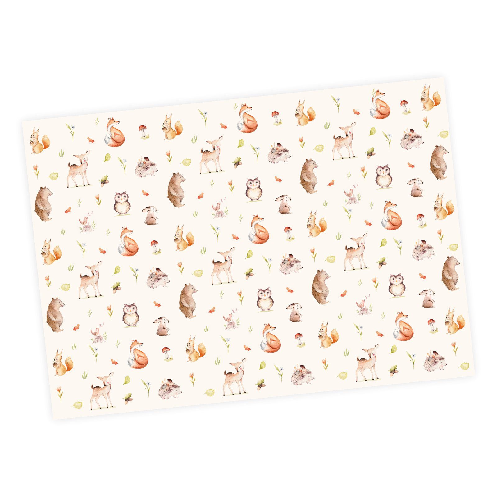 nikima Geschenkpapier 5 Bögen Geschenkpapier Waldtiere - 1,60€/qm - 84,1 x 59,4 cm, 5 Bögen