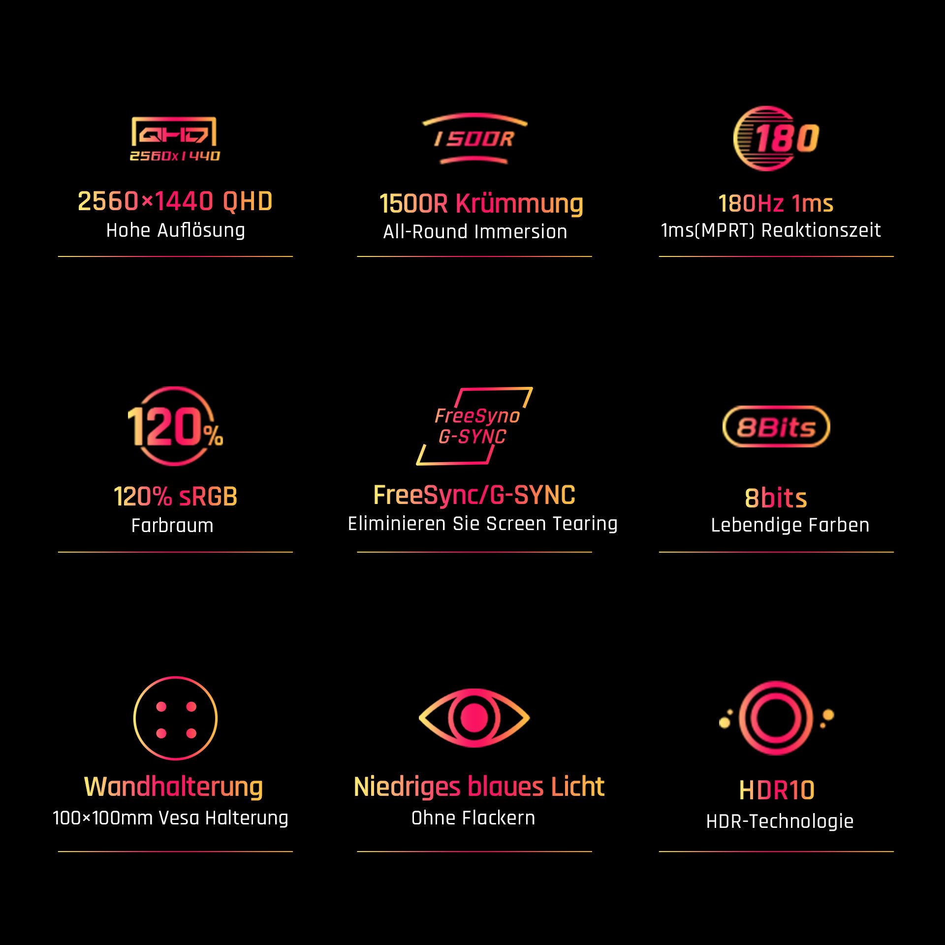 KTC H27S17 Curved-Gaming-Monitor (2560 x 1440 px, QHD, 1 ms Reaktionszeit, 180 Hz, HVA, 27-Zoll 2560x1440 QHD 180Hz HVA Curved 1500R)