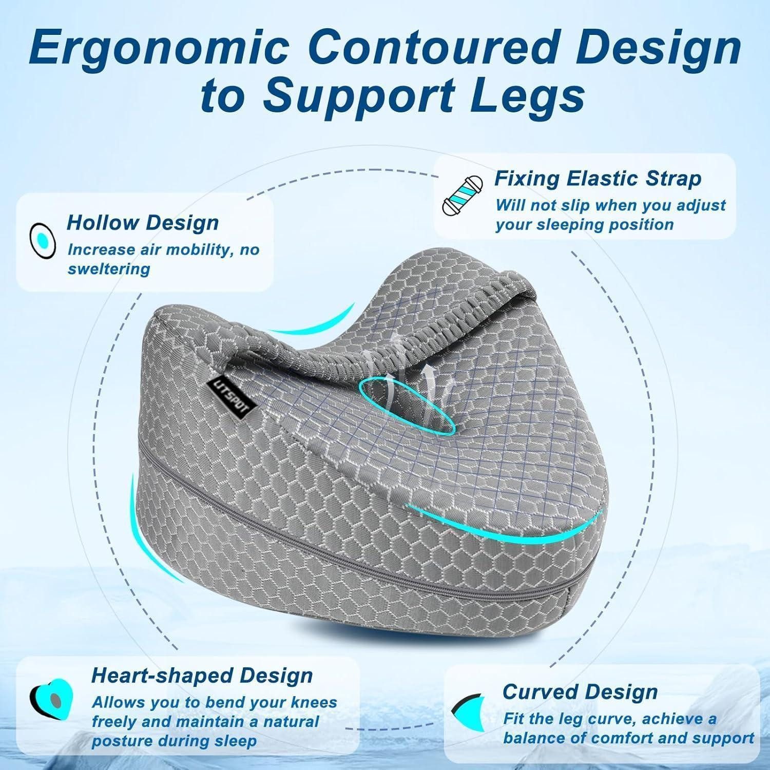 LuxusKollektion Seitenschläferkissen Orthopädisches Kniekissen Memory Schaum Seitenschläfer mit Kühlender