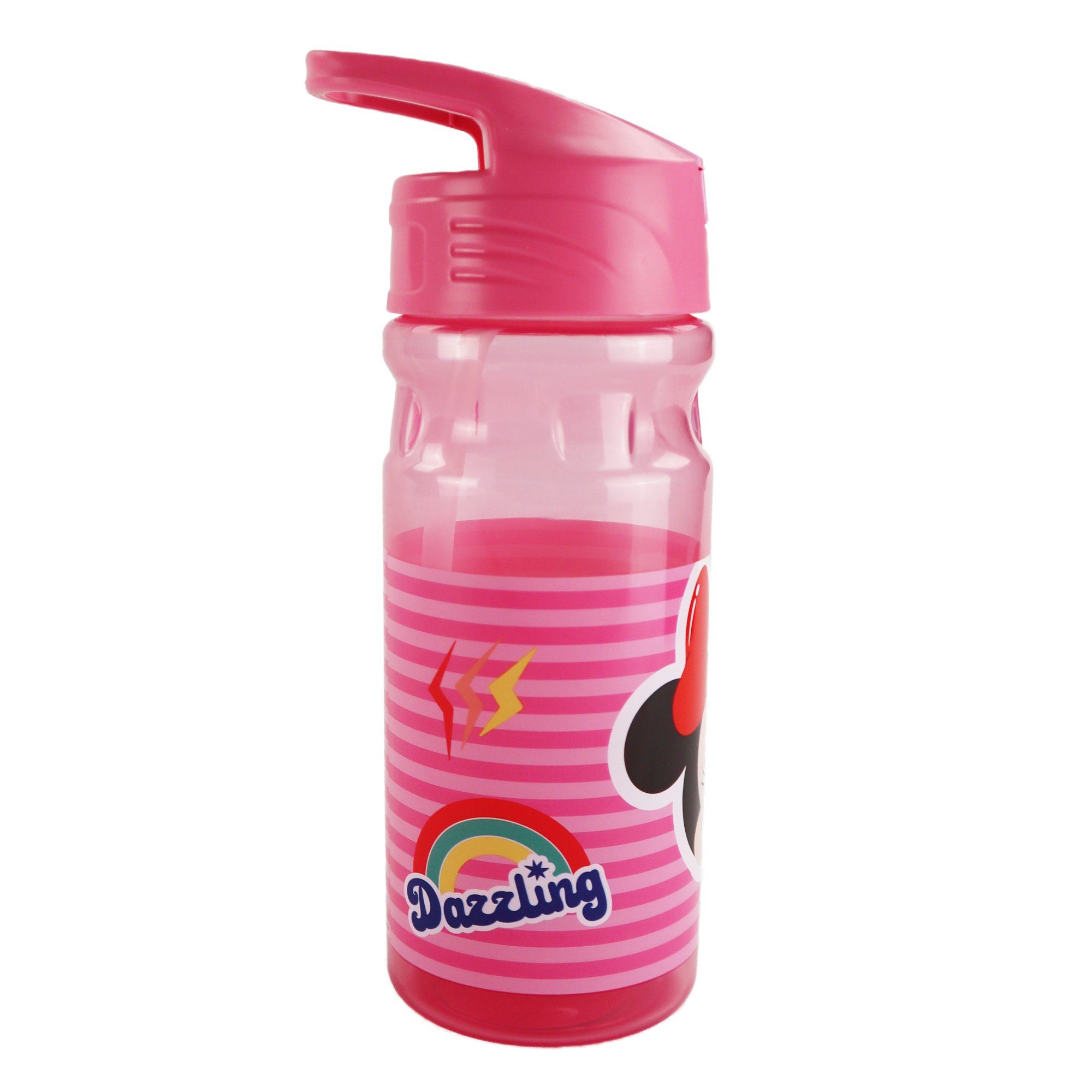 Disney Trinkflasche Disney Minnie Maus Wasserflasche Flasche 500 ml Griff Strohhalm