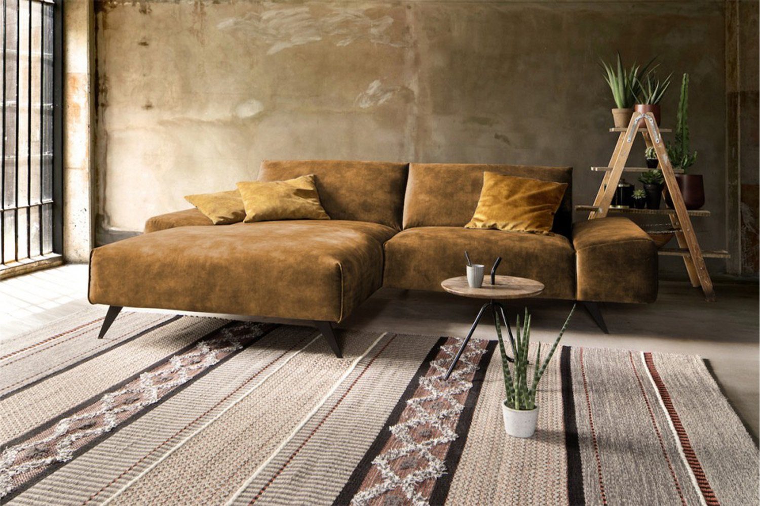 KAWOLA Ecksofa KENDY, Sofa Velvet, Recamiere rechts od. links, versch. Farben