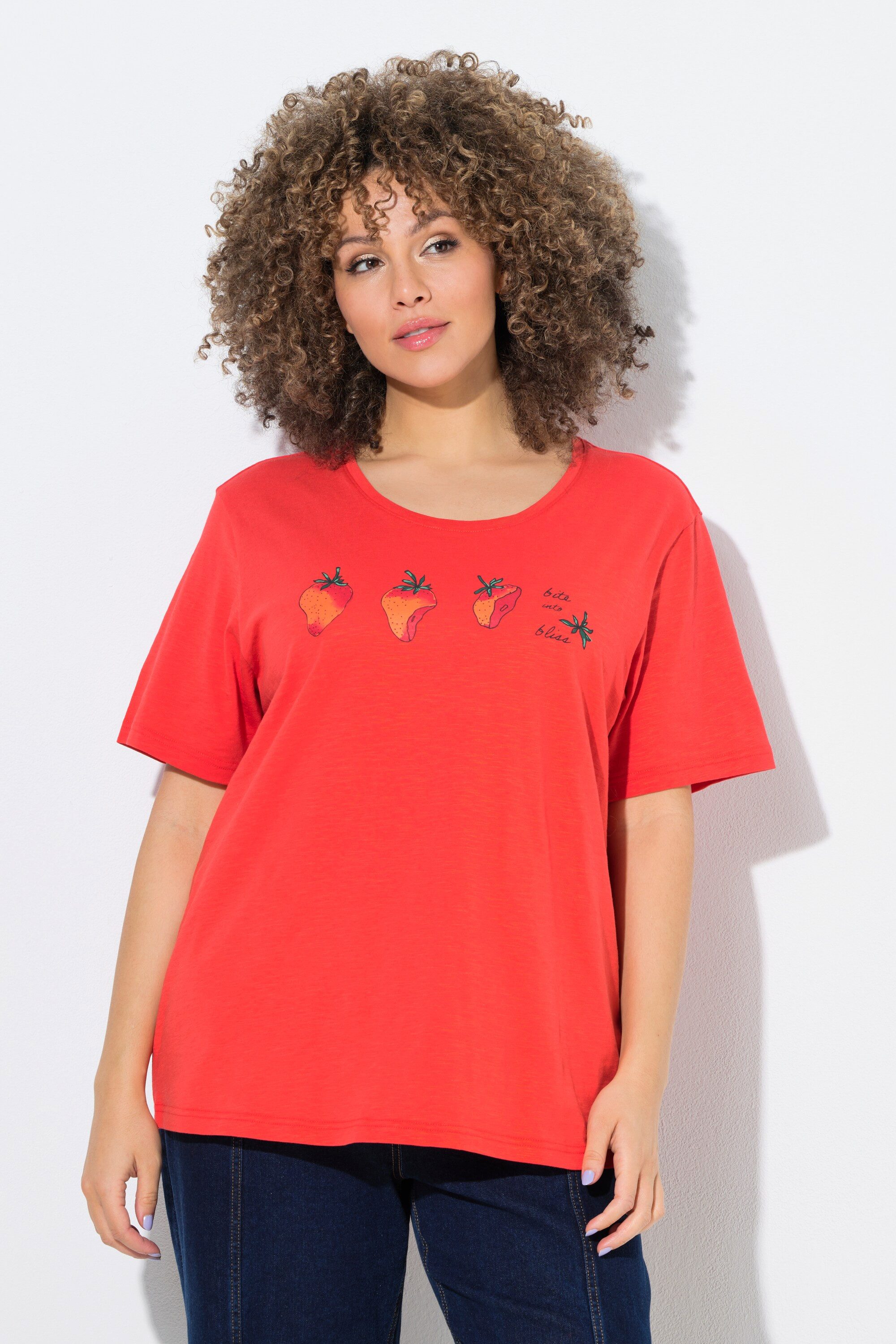 Ulla Popken T-Shirt T-Shirt Erdbeeren Rundhalsausschnitt Halbarm