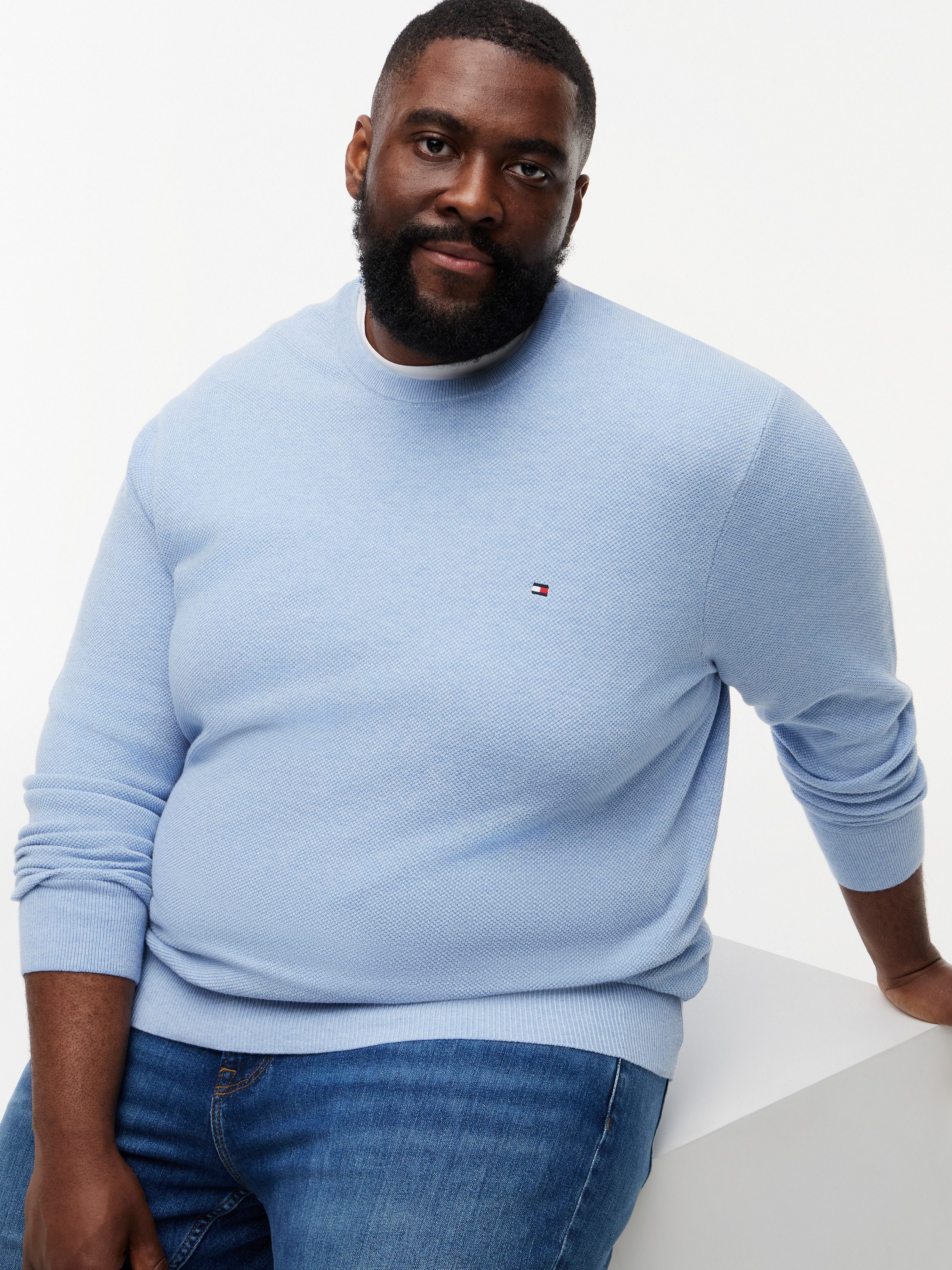 Tommy Hilfiger Big & Tall Rundhalspullover ESSENTIAL STRUCTURE CREW NECK Große Größen, regular fit